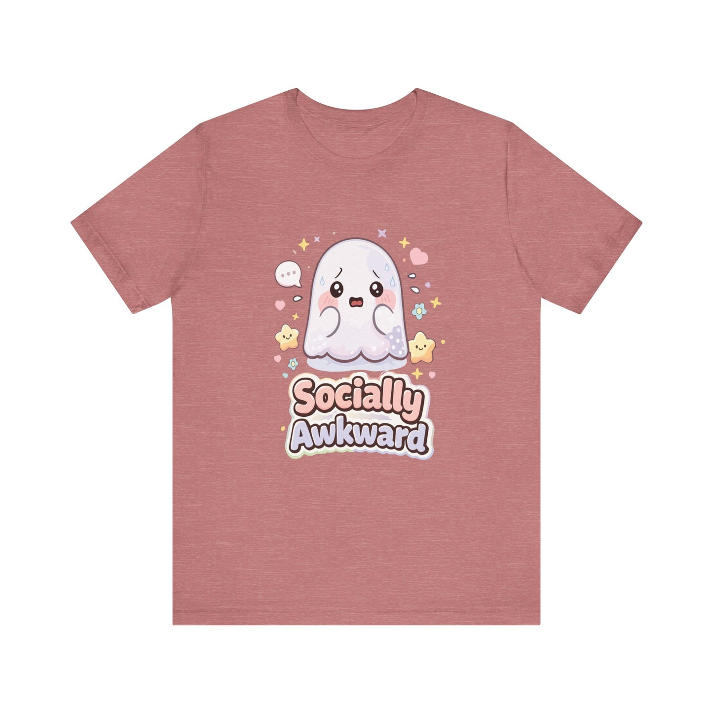 Socially Awkward Cute Ghost T‑Shirt — Kawaii Introvert Tee