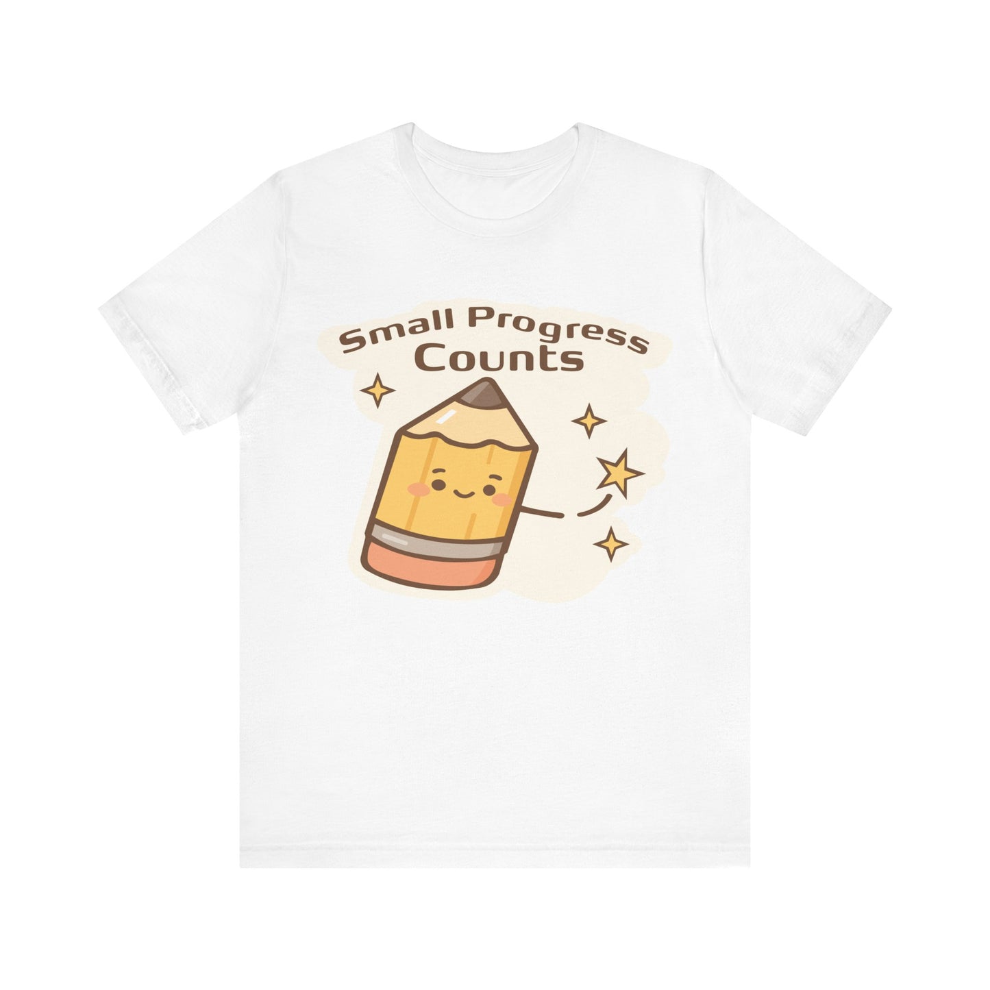 Small Progress Counts Pencil Tee — Motivational Cute Graphic T-Shirt