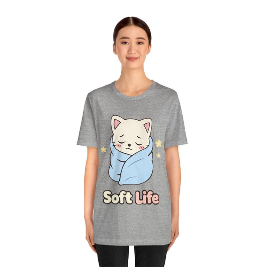 Soft Life Cat Tee — Cute Wrapped Kitten Graphic T-Shirt