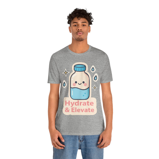 Hydrate & Elevate Water Bottle Tee — Cute Kawaii Hydration Shirt