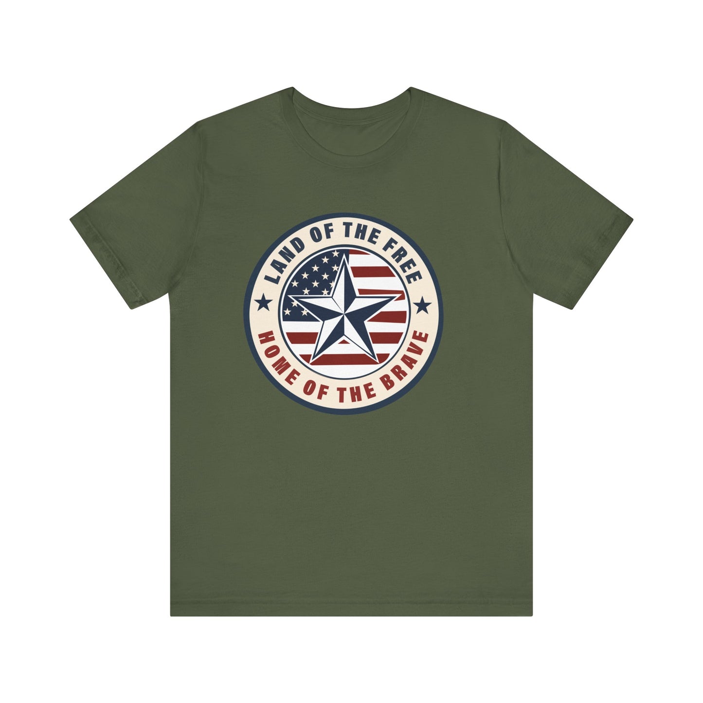 Patriotic Star Tee — "Land of the Free, Home of the Brave" American Flag T-Shirt