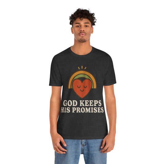 God Keeps His Promises Tee — Retro Heart Rainbow Christian T-Shirt