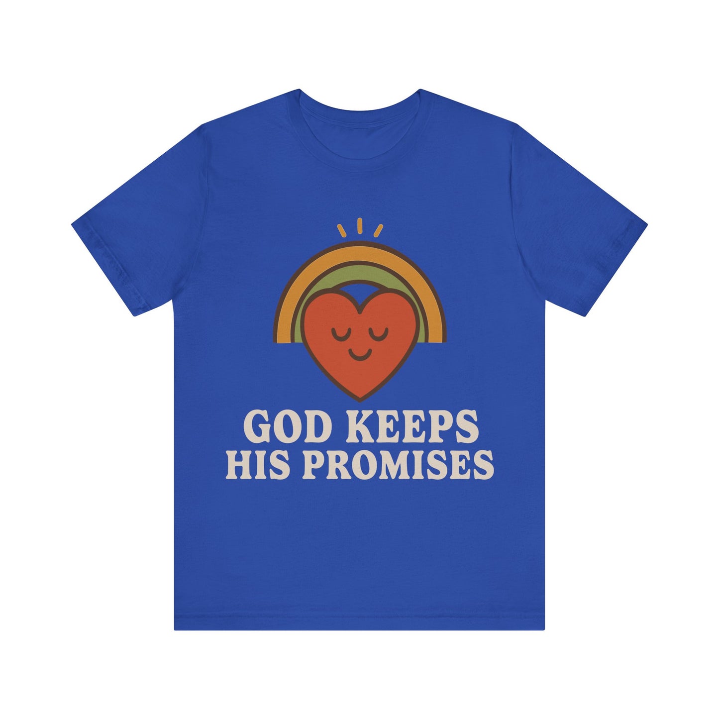 God Keeps His Promises Tee — Retro Heart Rainbow Christian T-Shirt