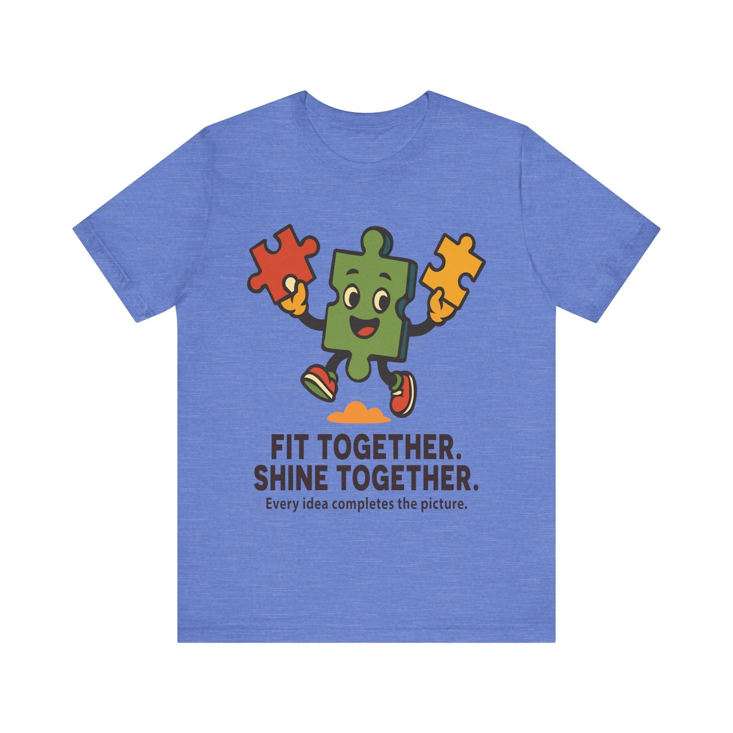 Fit Together Puzzle Mascot T-Shirt — "Fit Together. Shine Together." Crew Tee