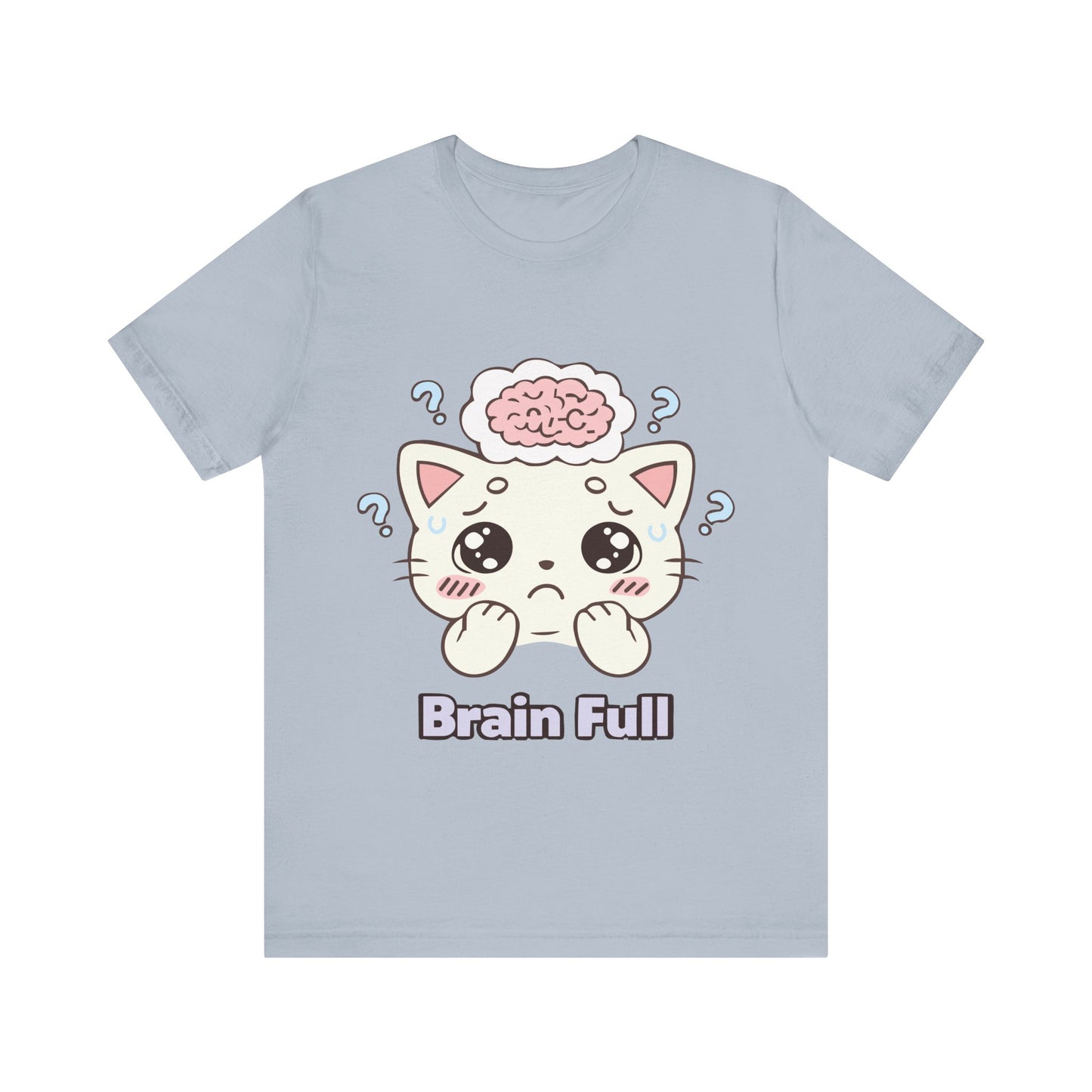 Brain Full Cute Cat Tee — Kawaii Cat Graphic T-Shirt