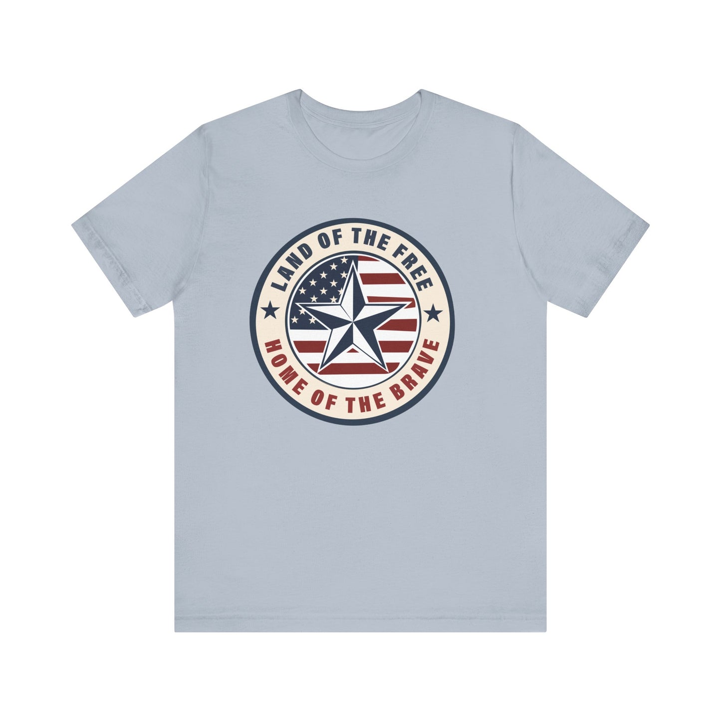 Patriotic Star Tee — "Land of the Free, Home of the Brave" American Flag T-Shirt