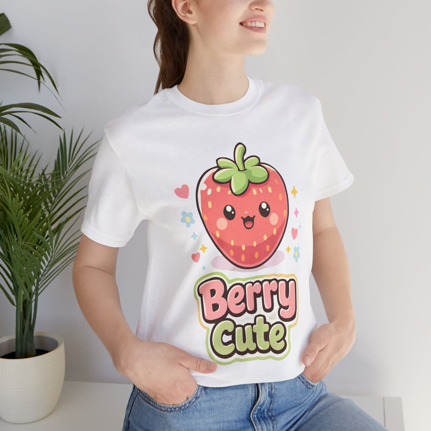 Kawaii 'Berry Cute' Strawberry Tee - Cute Fruit Graphic T-Shirt