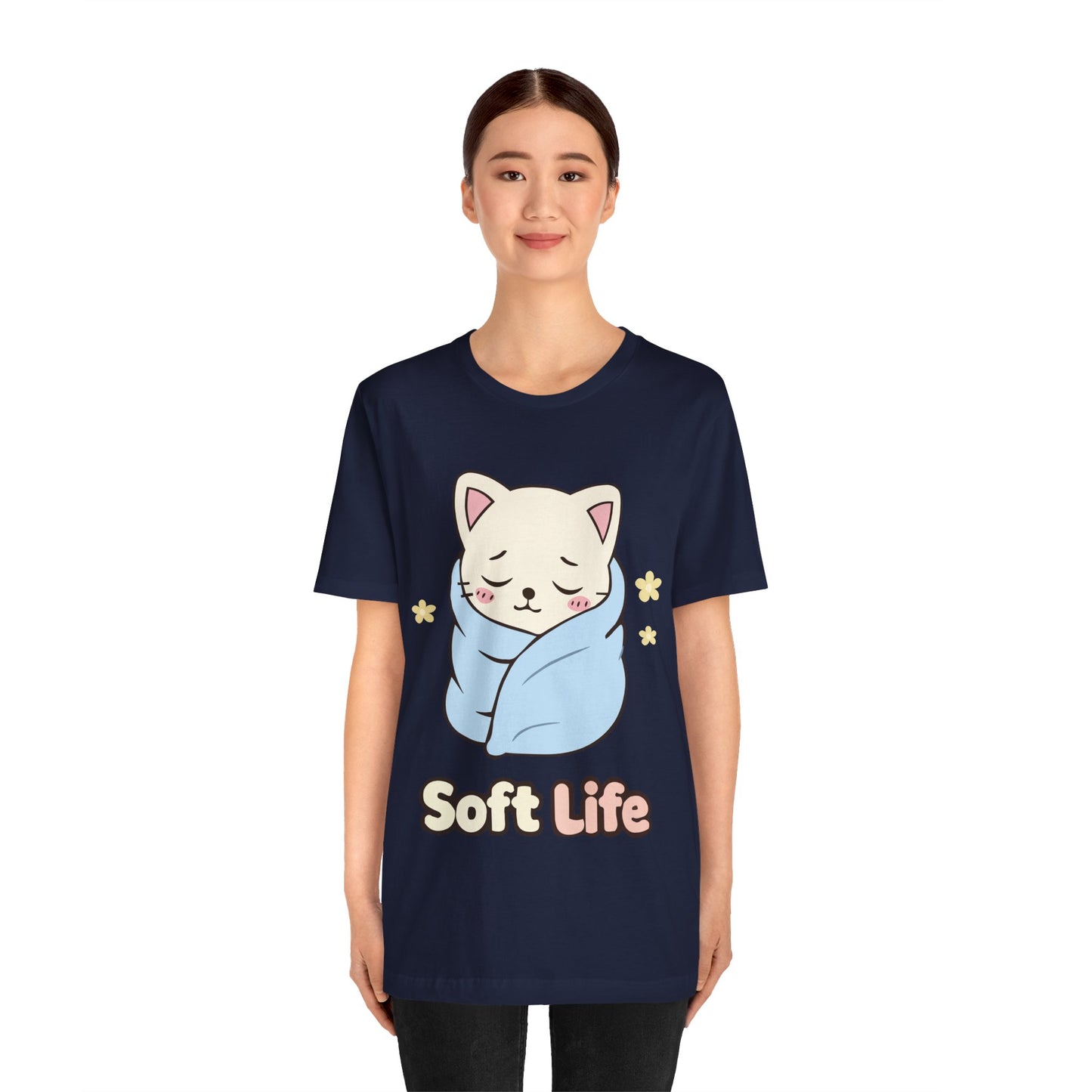 Soft Life Cat Tee — Cute Wrapped Kitten Graphic T-Shirt