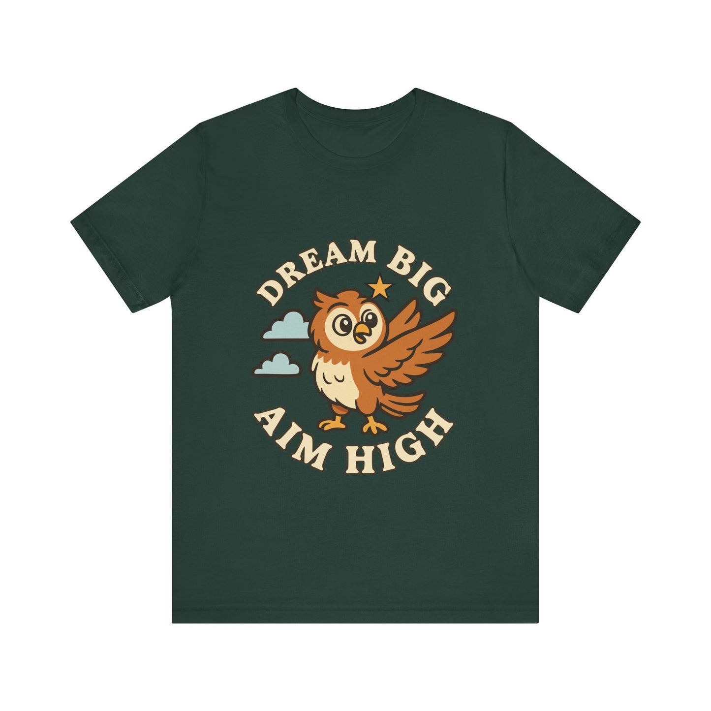 Dream Big Aim High Owl T-Shirt — Inspirational Graphic Tee for Kids & Teens