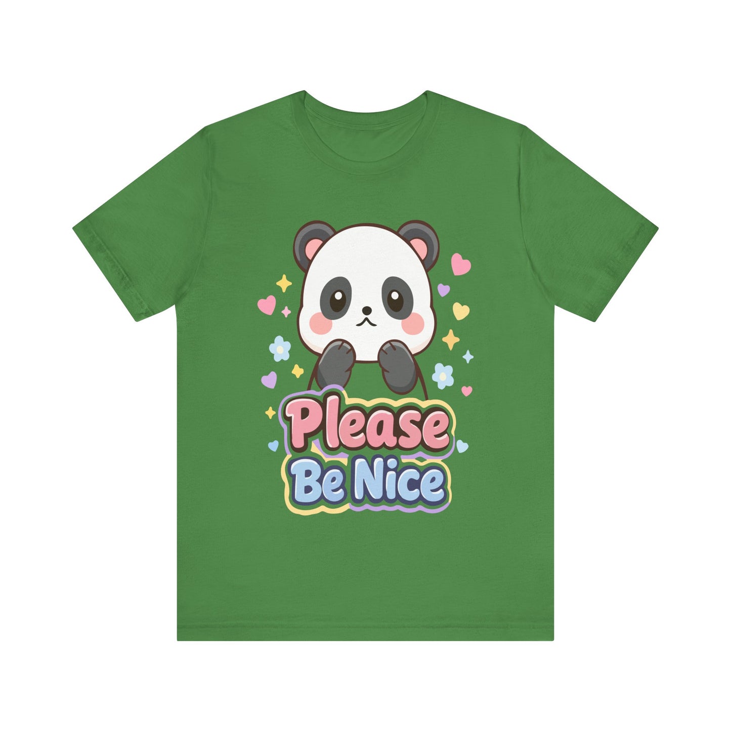 Please Be Nice Panda T‑Shirt — Cute Kawaii Graphic Tee for Kids & Adults