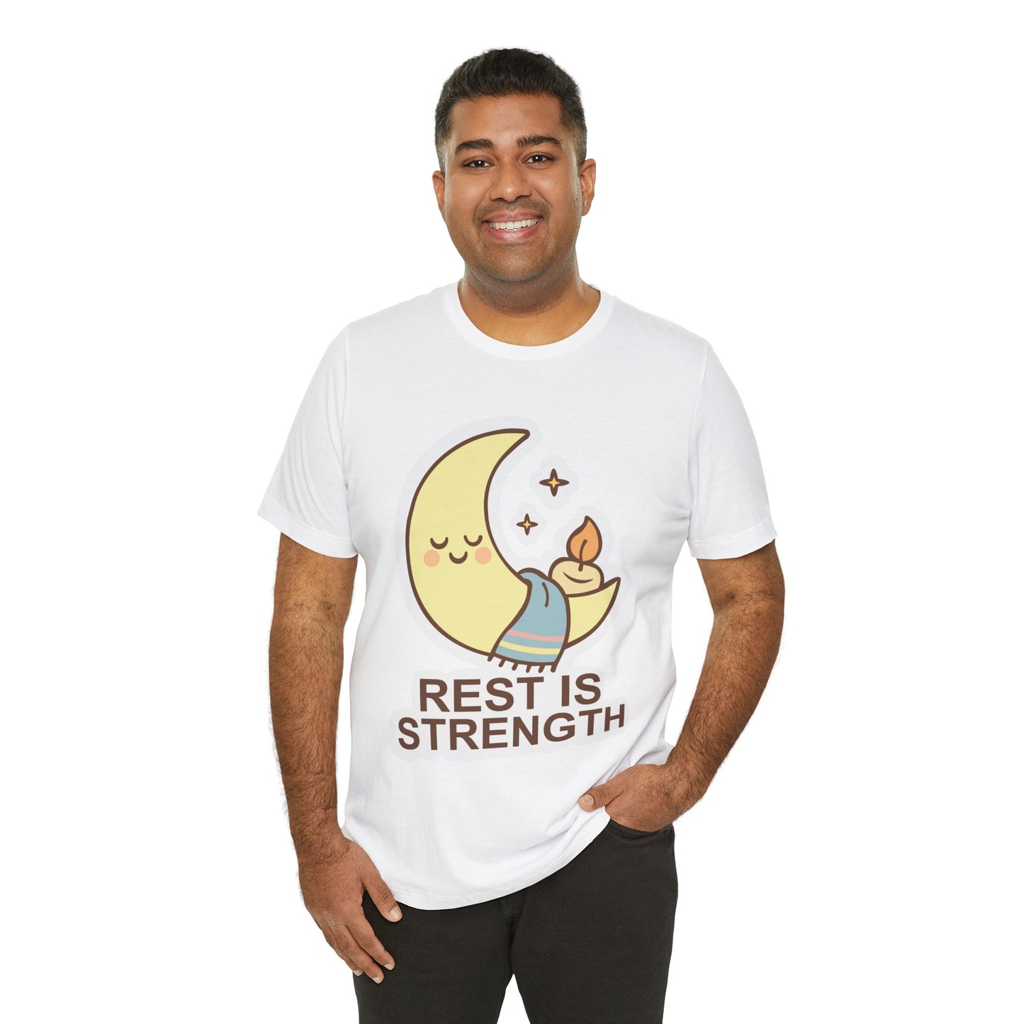 Rest Is Strength Moon Graphic Tee — Cute Self-Care Sleep T-Shirt