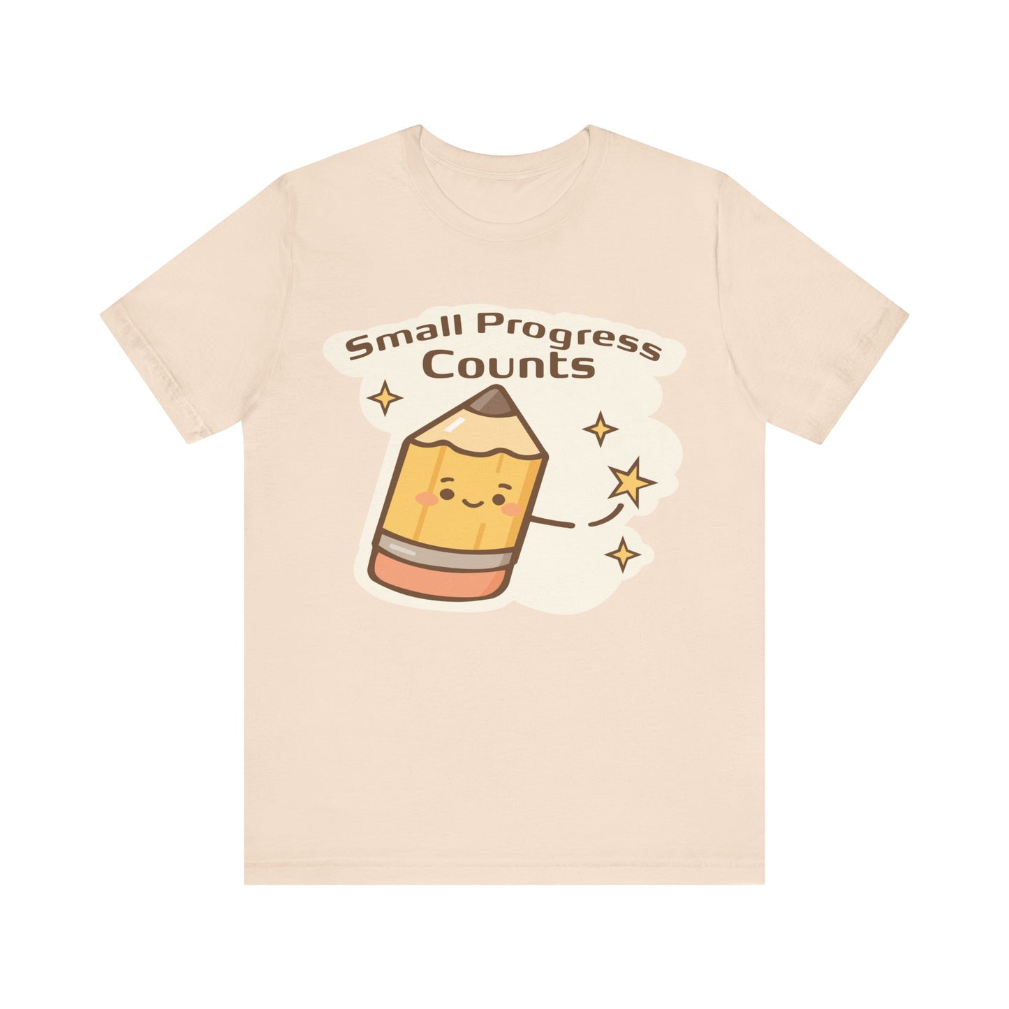 Small Progress Counts Pencil Tee — Motivational Cute Graphic T-Shirt