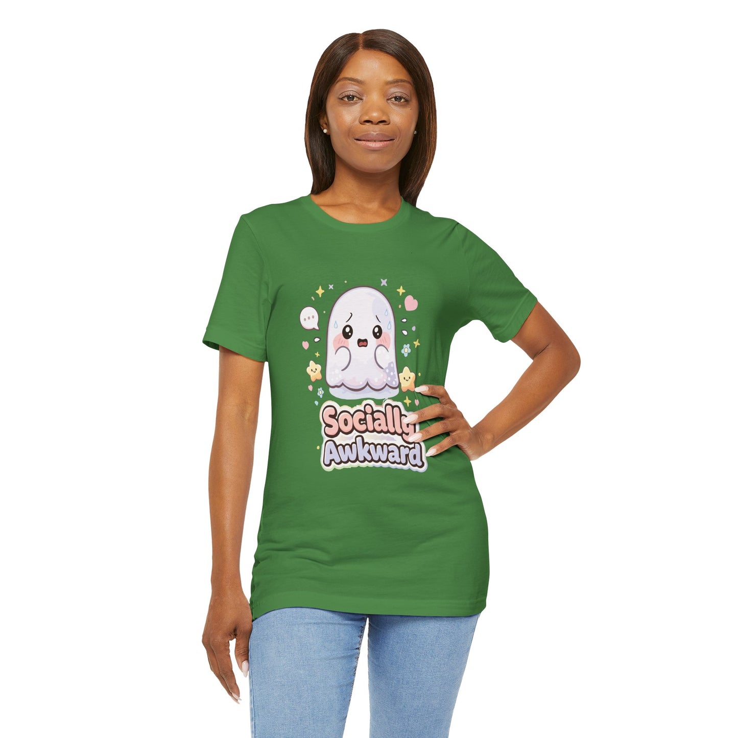 Socially Awkward Cute Ghost T‑Shirt — Kawaii Introvert Tee