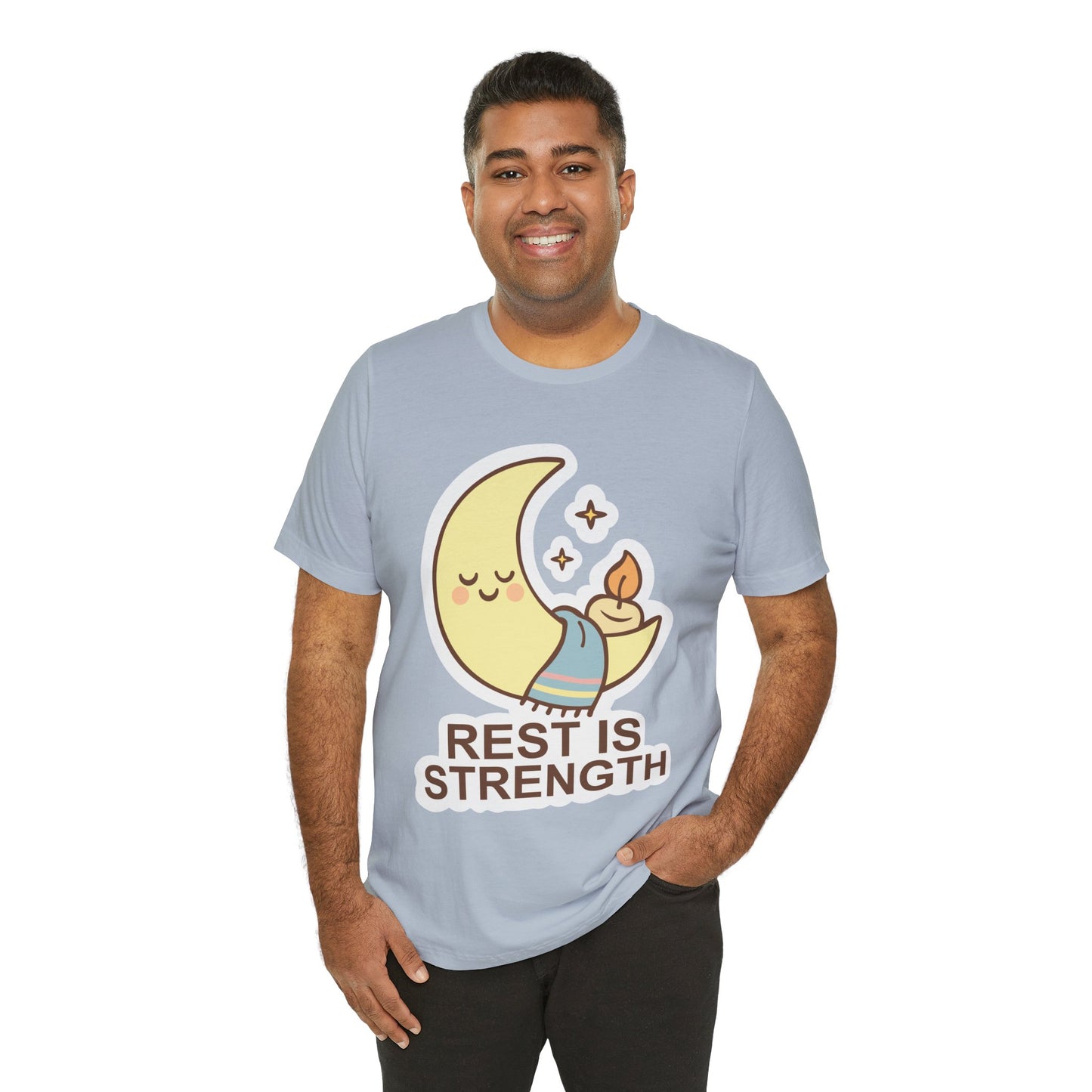 Rest Is Strength Moon Graphic Tee — Cute Self-Care Sleep T-Shirt
