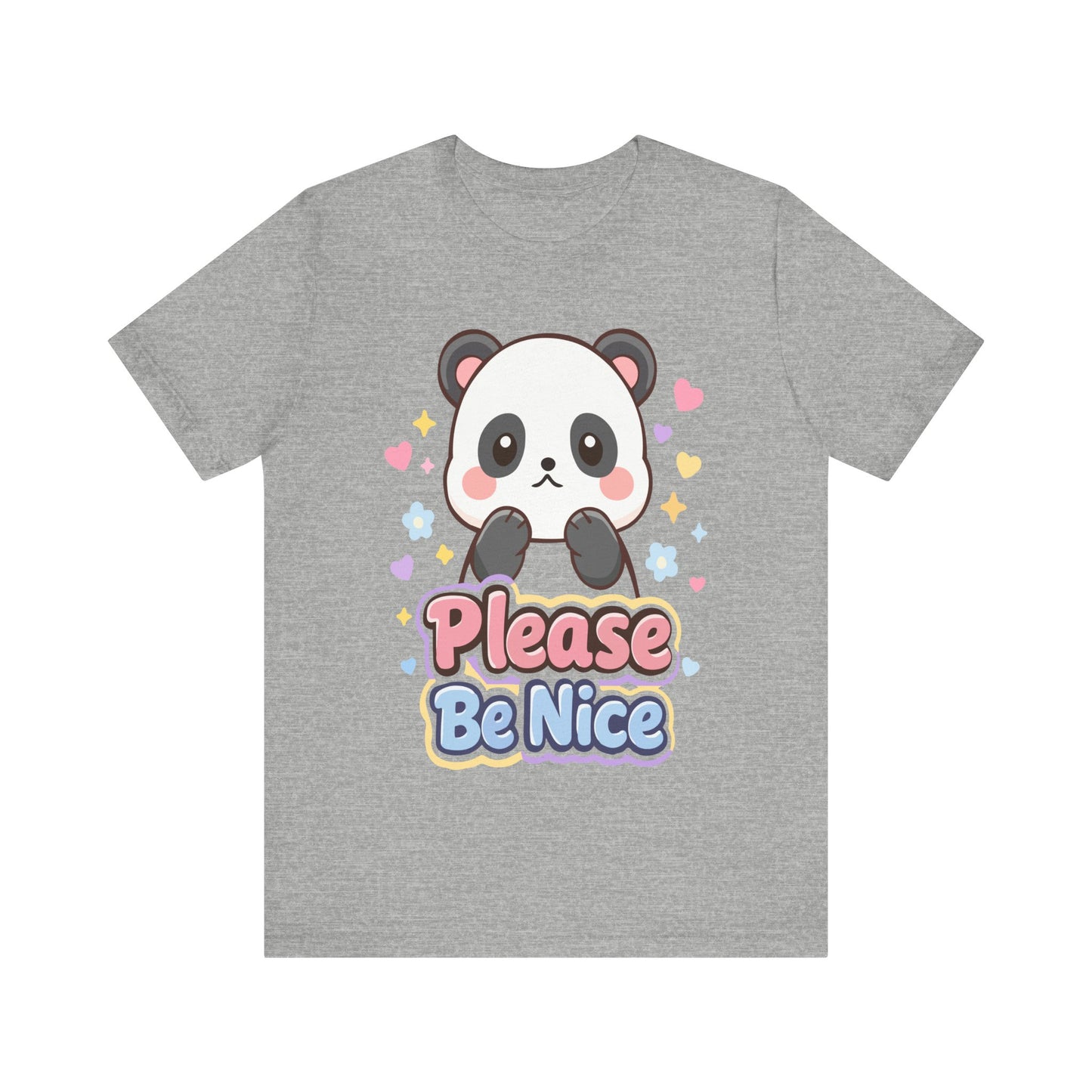 Please Be Nice Panda T‑Shirt — Cute Kawaii Graphic Tee for Kids & Adults