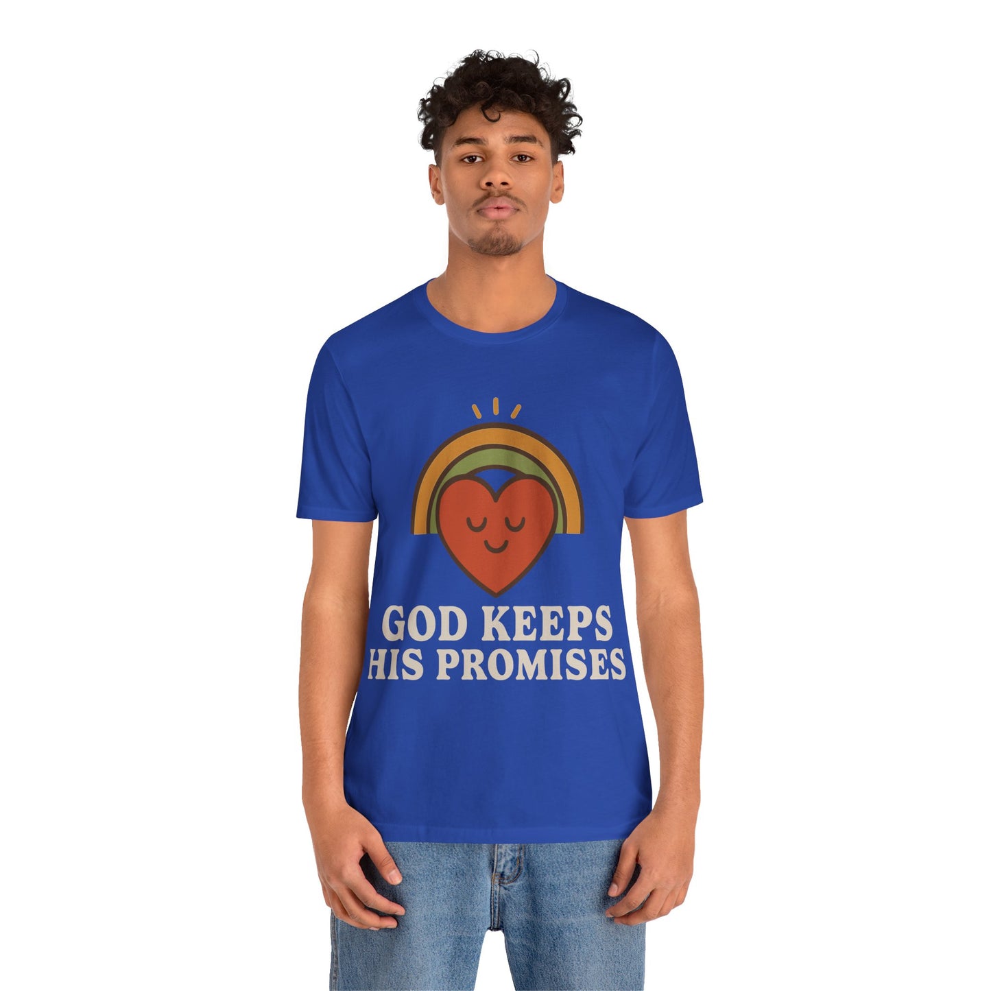 God Keeps His Promises Tee — Retro Heart Rainbow Christian T-Shirt