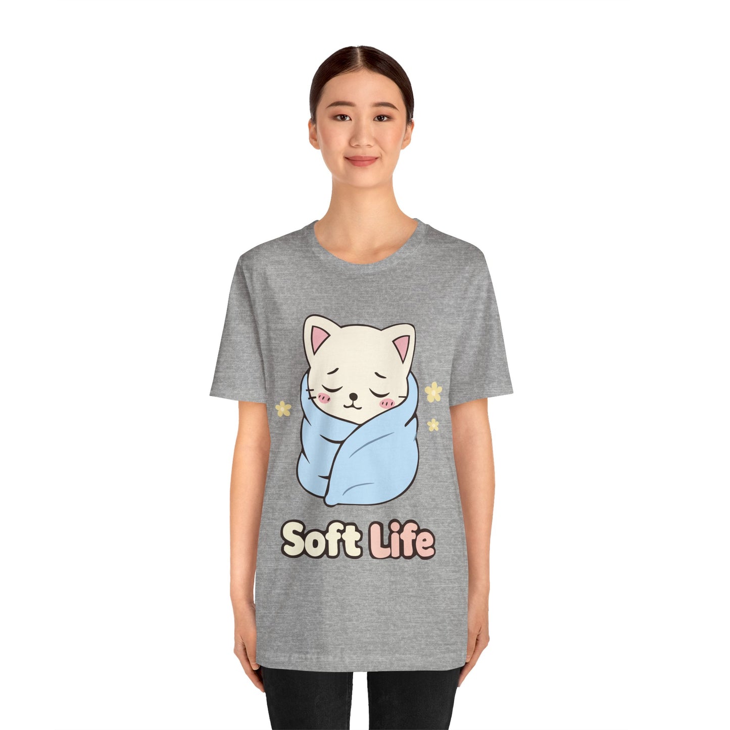 Soft Life Cat Tee — Cute Wrapped Kitten Graphic T-Shirt