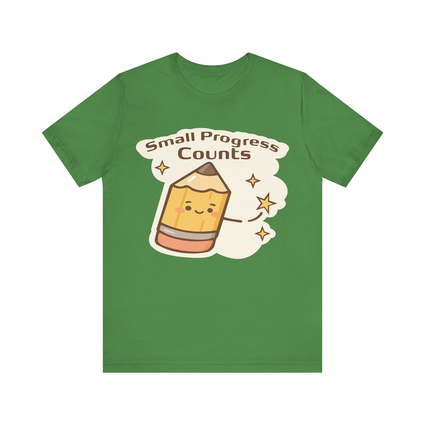 Small Progress Counts Pencil Tee — Motivational Cute Graphic T-Shirt