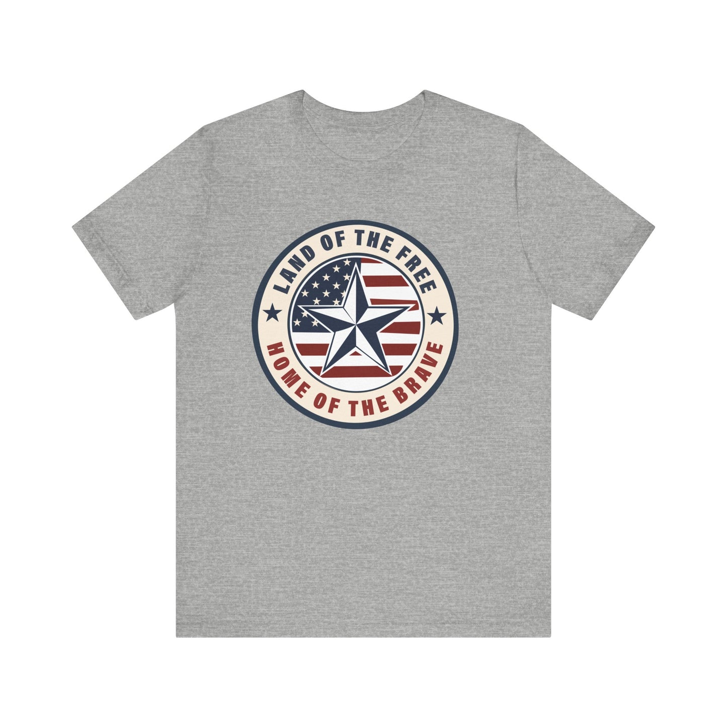 Patriotic Star Tee — "Land of the Free, Home of the Brave" American Flag T-Shirt