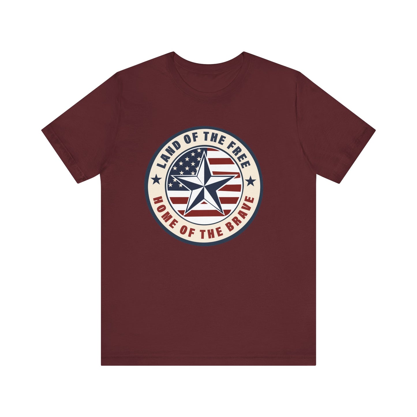 Patriotic Star Tee — "Land of the Free, Home of the Brave" American Flag T-Shirt