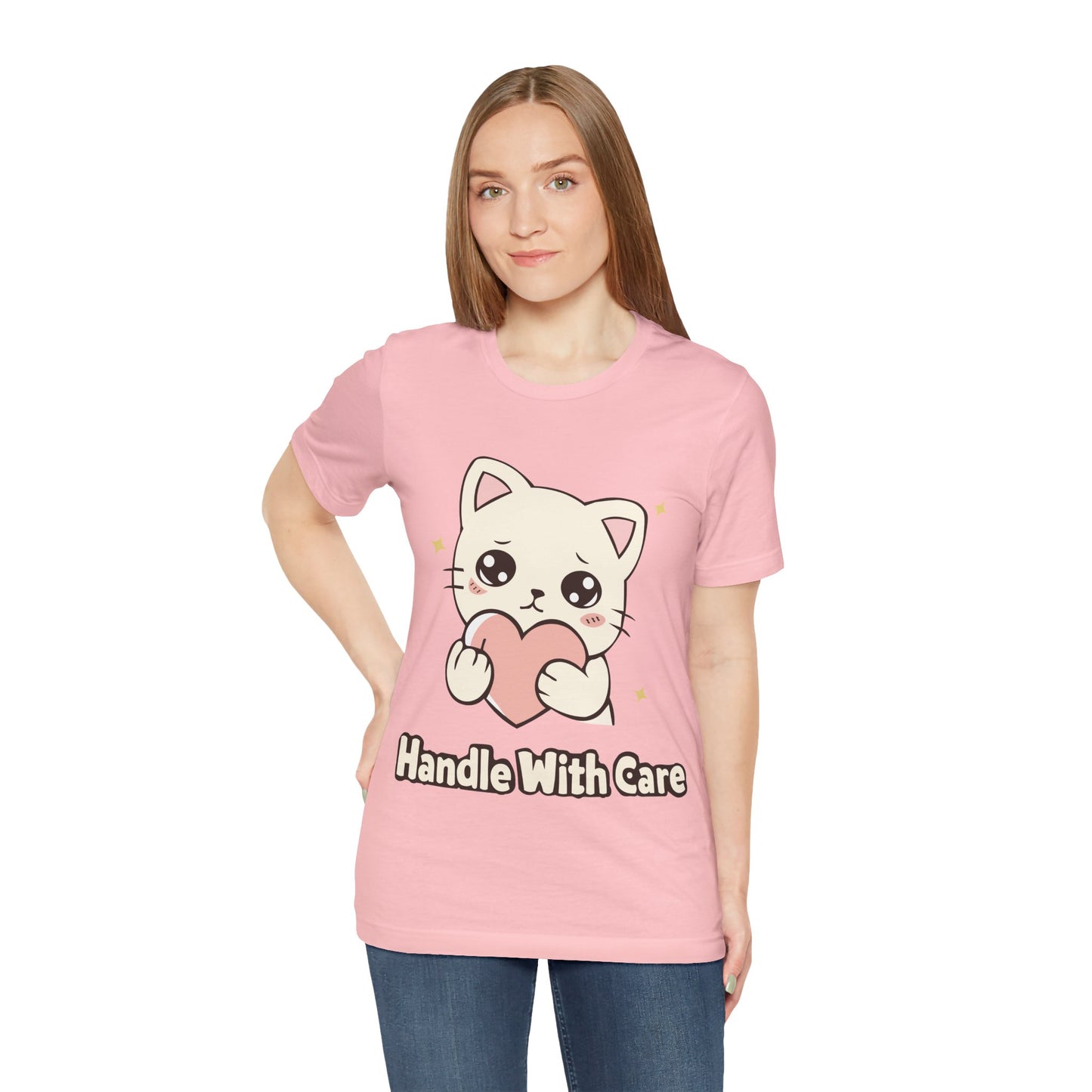Handle With Care Cute Kawaii Cat Tee