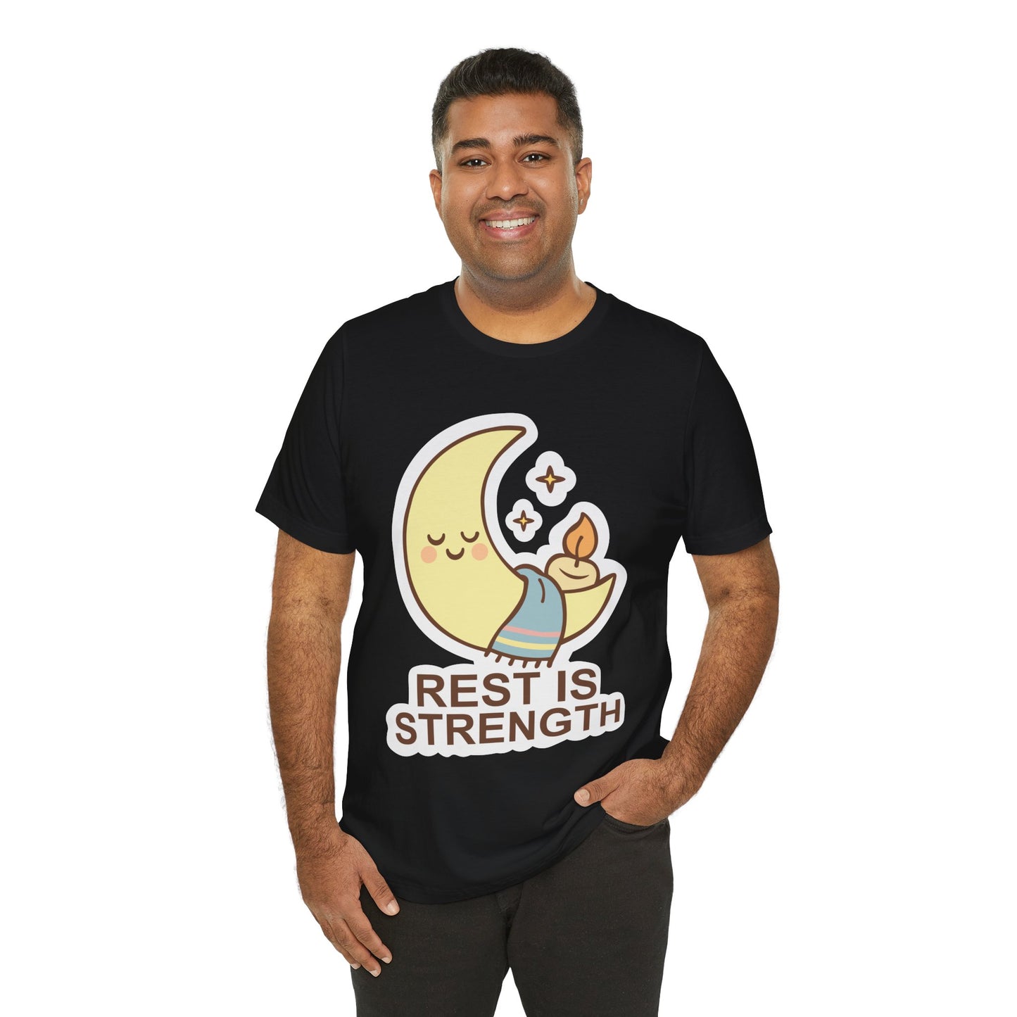 Rest Is Strength Moon Graphic Tee — Cute Self-Care Sleep T-Shirt