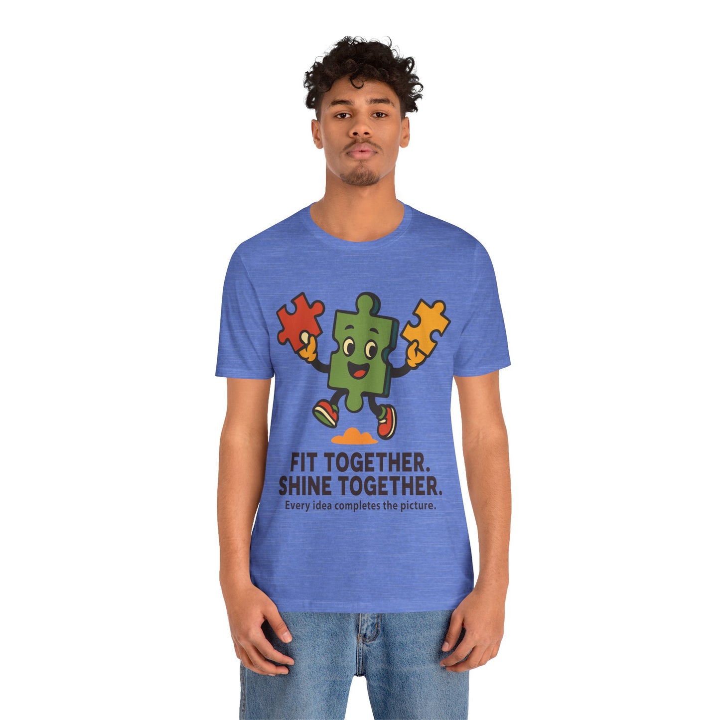 Fit Together Puzzle Mascot T-Shirt — "Fit Together. Shine Together." Crew Tee