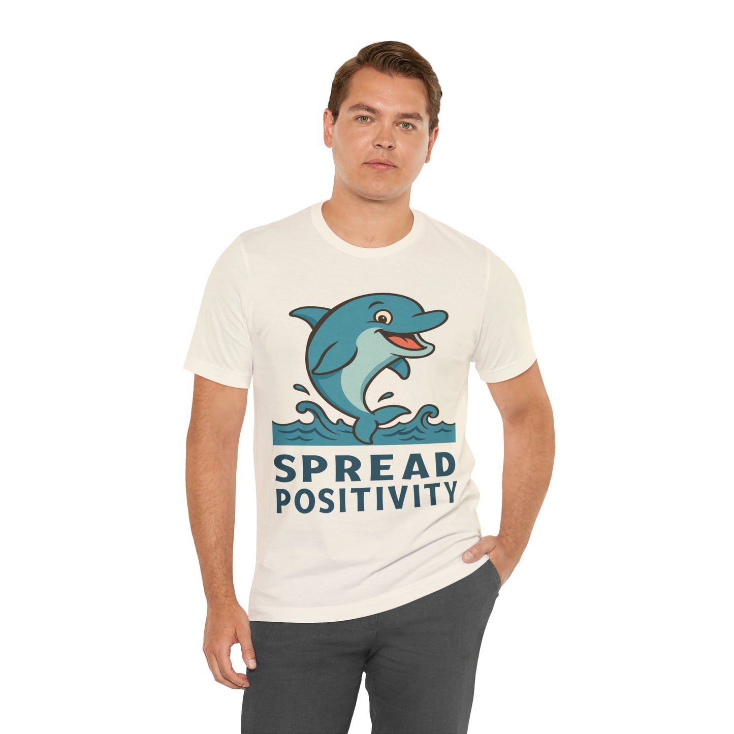 Spread Positivity Dolphin T-Shirt — Cute Ocean Graphic Tee