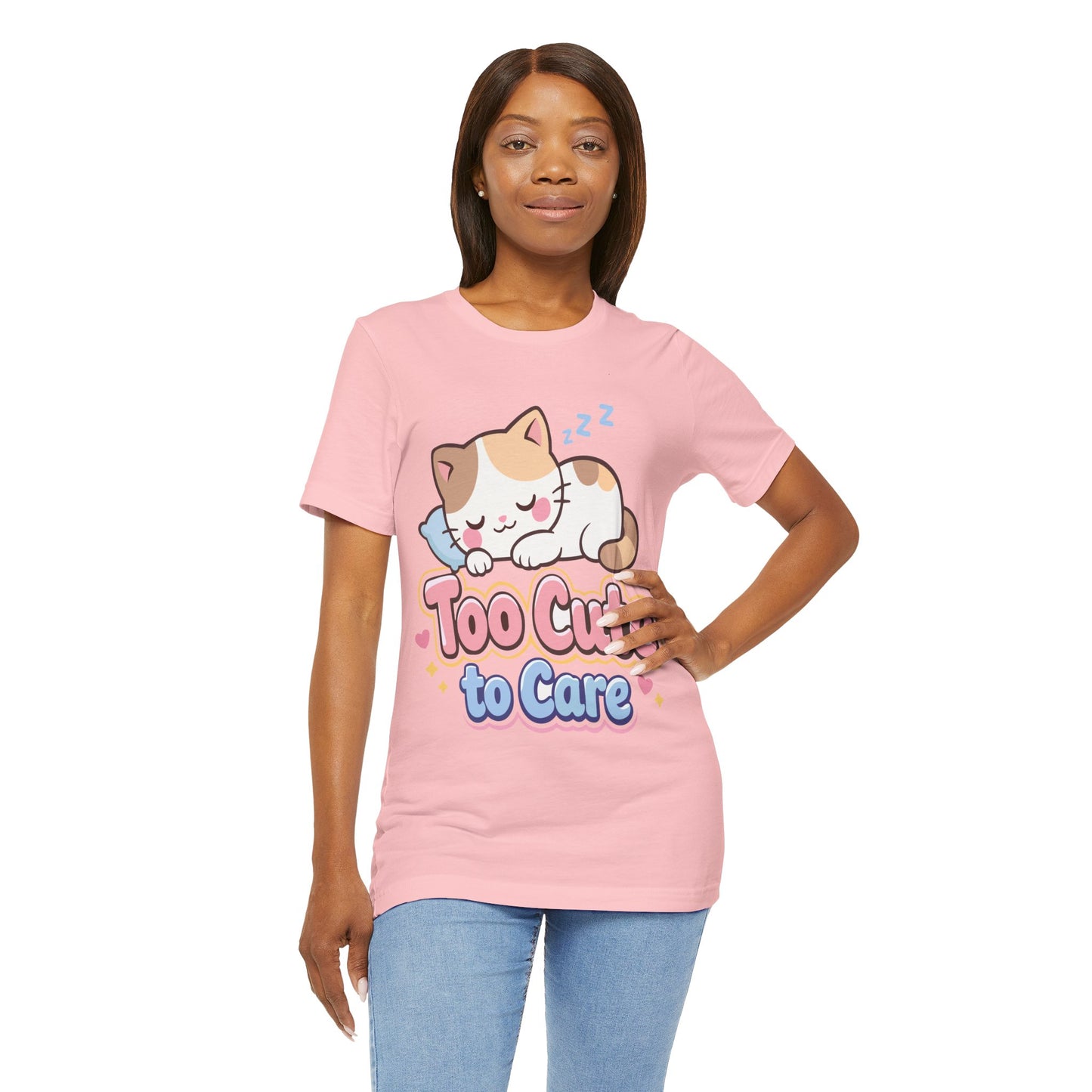 Too Cute to Care Cat T-Shirt — Cute Sleeping Kitten Graphic Tee