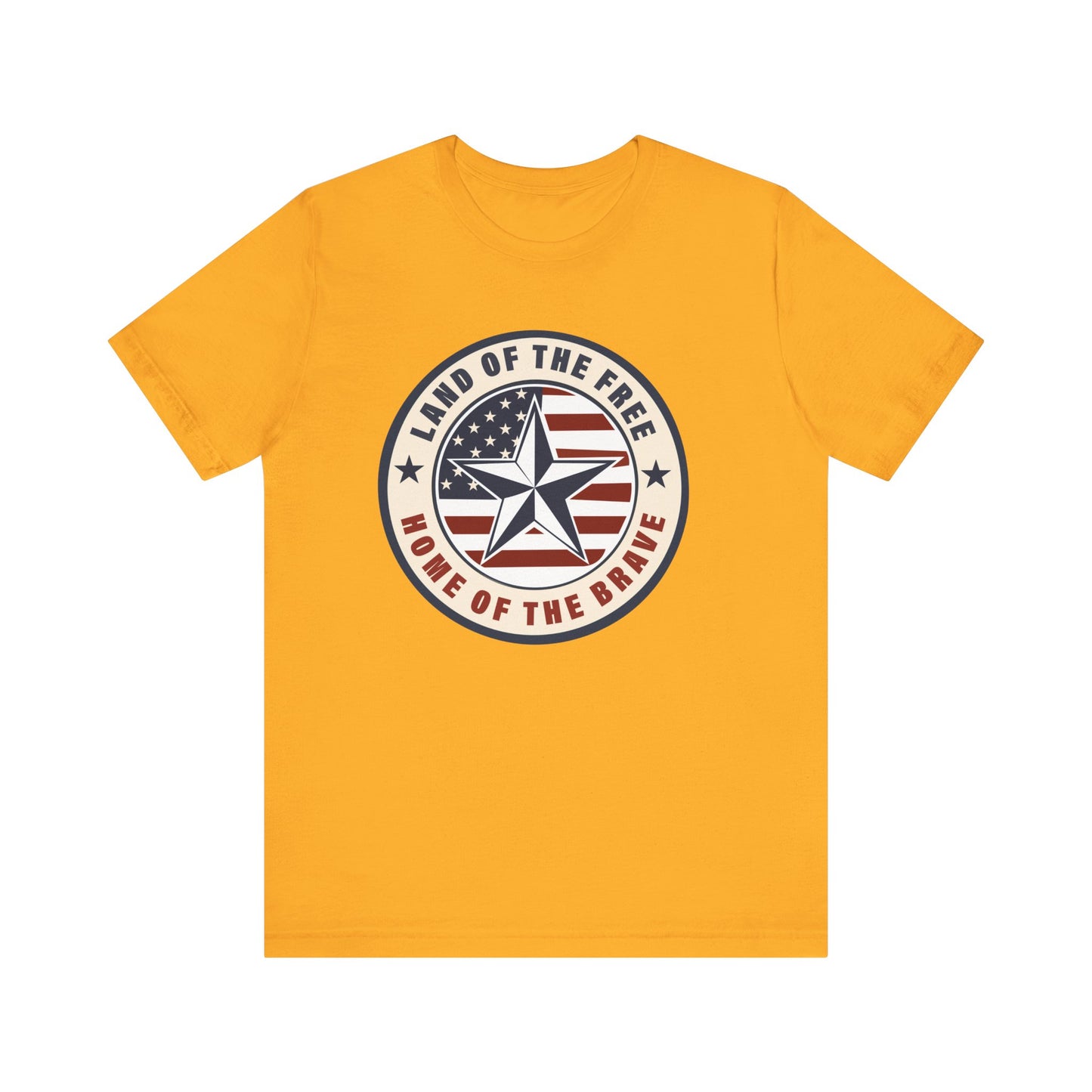 Patriotic Star Tee — "Land of the Free, Home of the Brave" American Flag T-Shirt