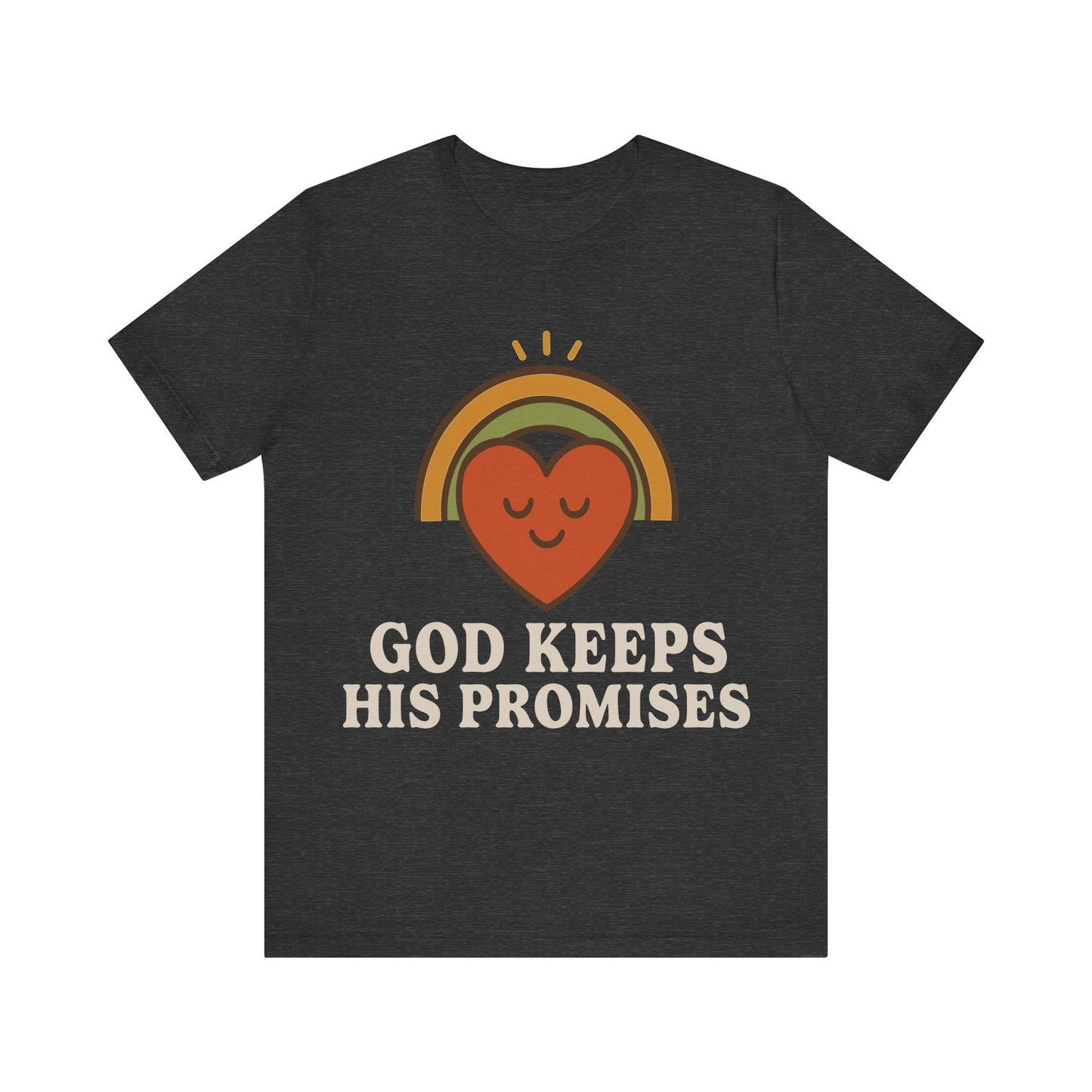 God Keeps His Promises Tee — Retro Heart Rainbow Christian T-Shirt