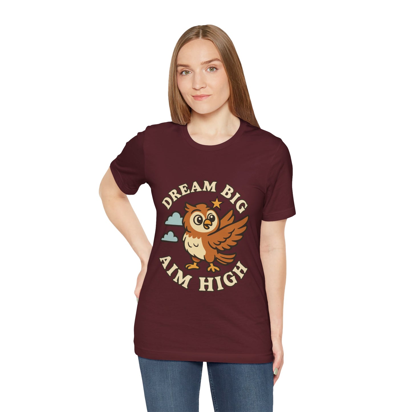 Dream Big Aim High Owl T-Shirt — Inspirational Graphic Tee for Kids & Teens