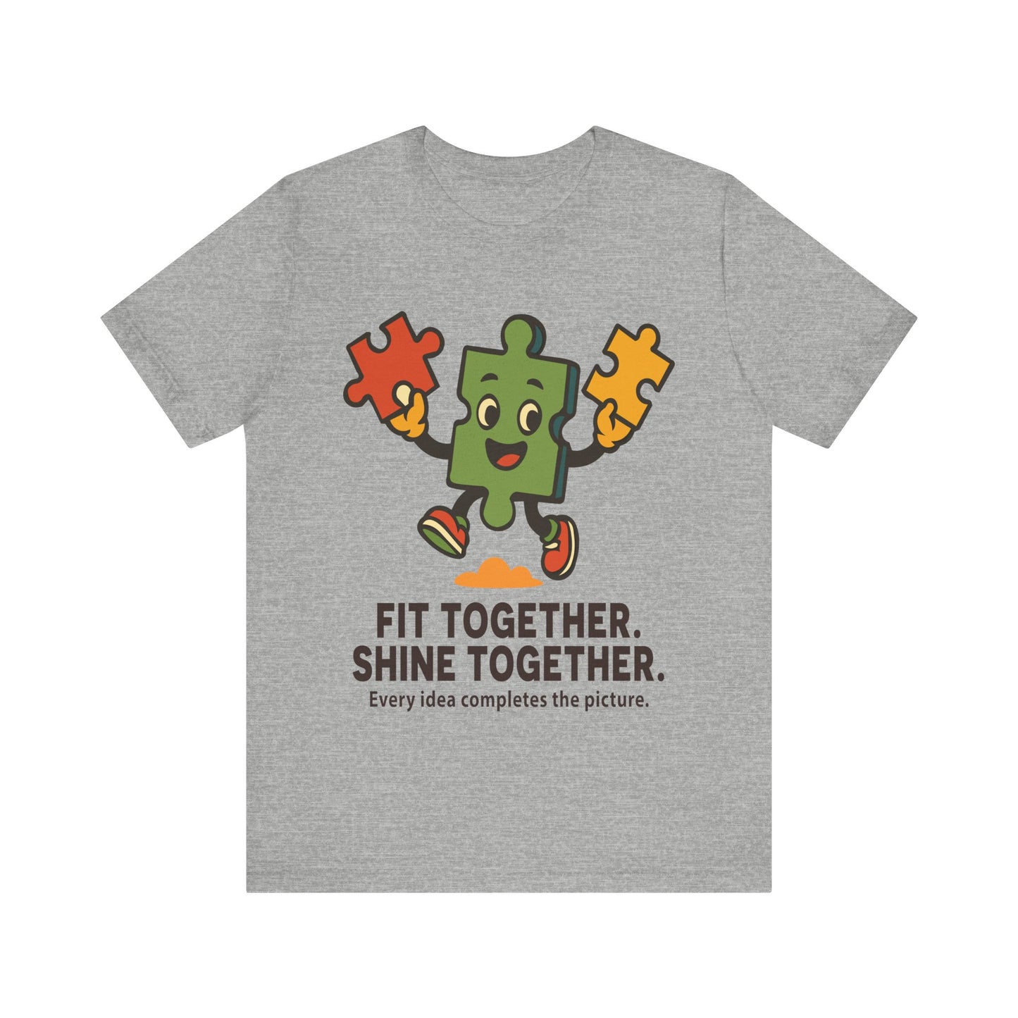Fit Together Puzzle Mascot T-Shirt — "Fit Together. Shine Together." Crew Tee