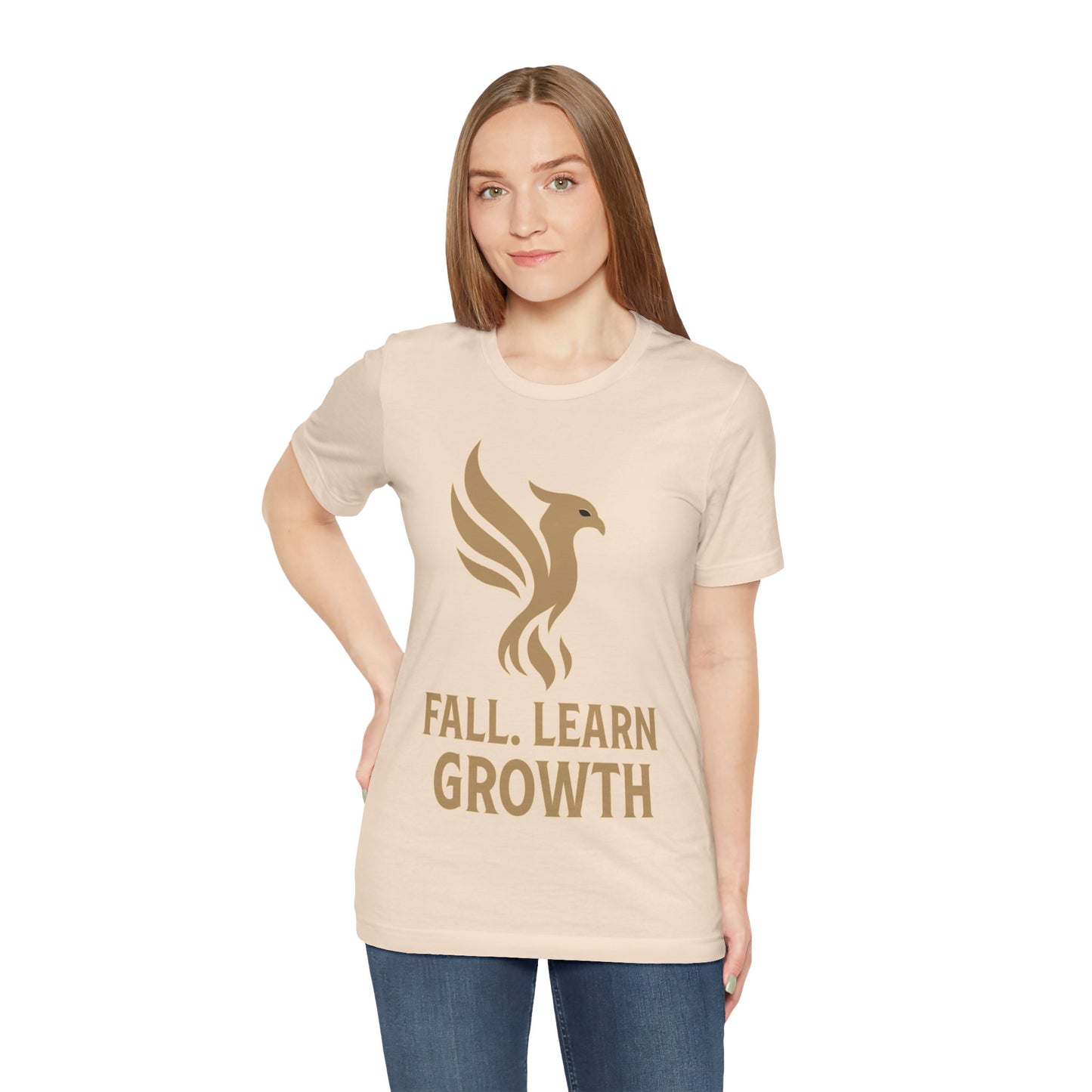 Phoenix Growth Tee — "Fall. Learn. Growth." Inspirational Graphic T-Shirt