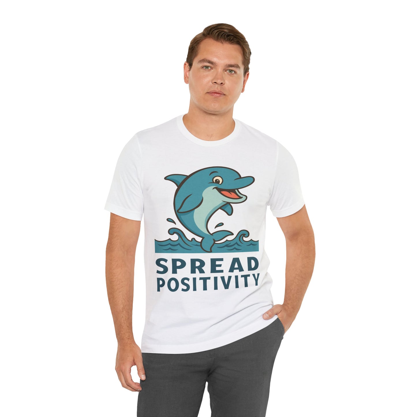 Spread Positivity Dolphin T-Shirt — Cute Ocean Graphic Tee