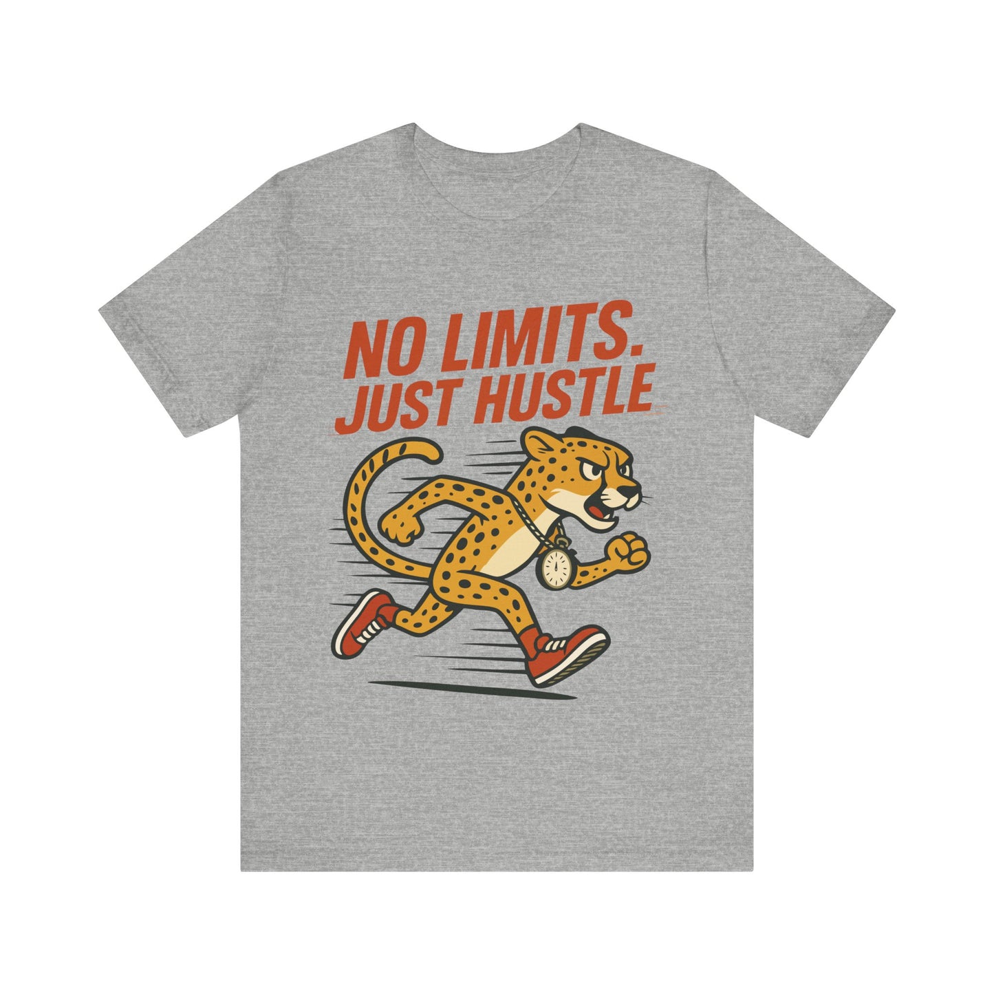 No Limits Just Hustle Tee — Motivational Cheetah Running Graphic T-Shirt
