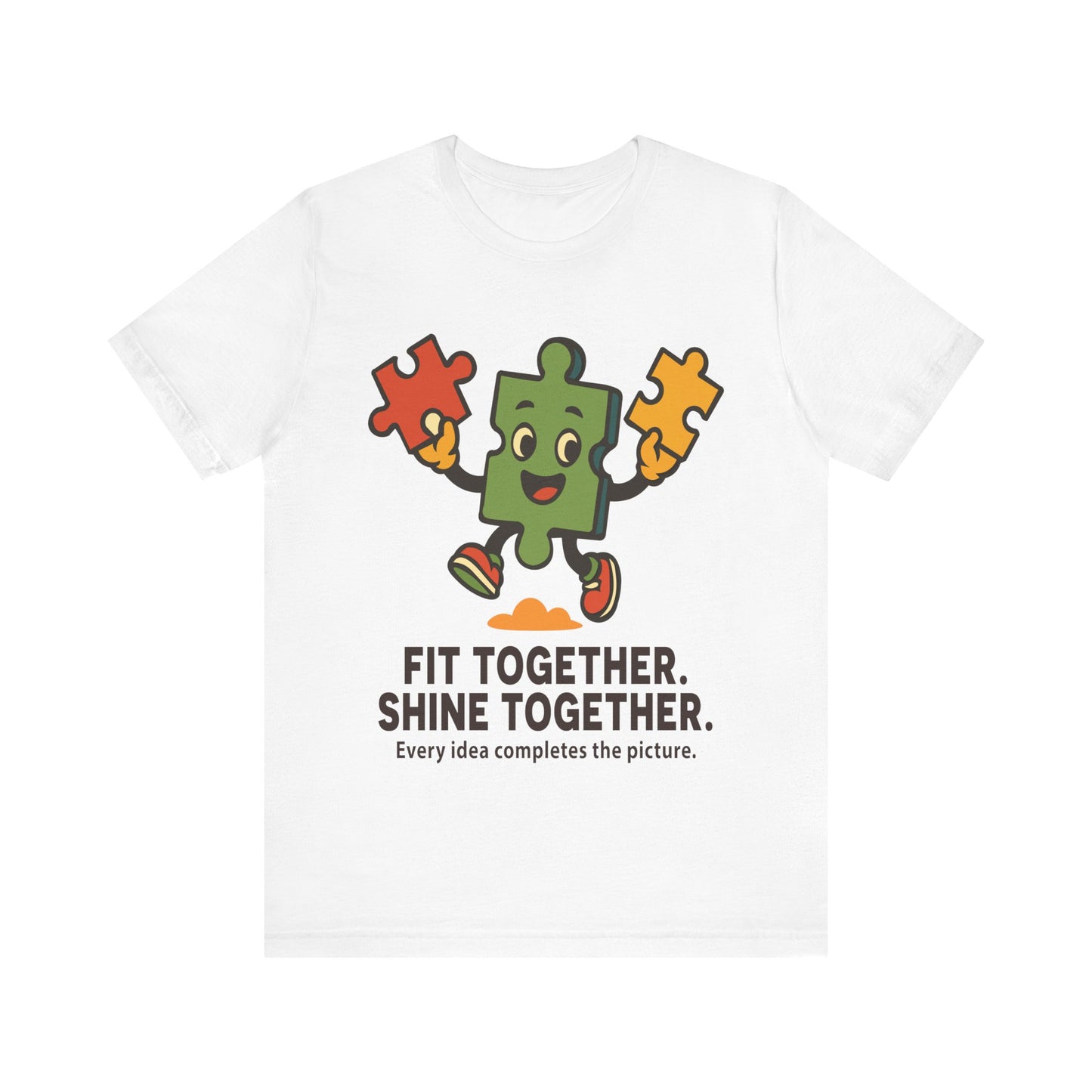Fit Together Puzzle Mascot T-Shirt — "Fit Together. Shine Together." Crew Tee