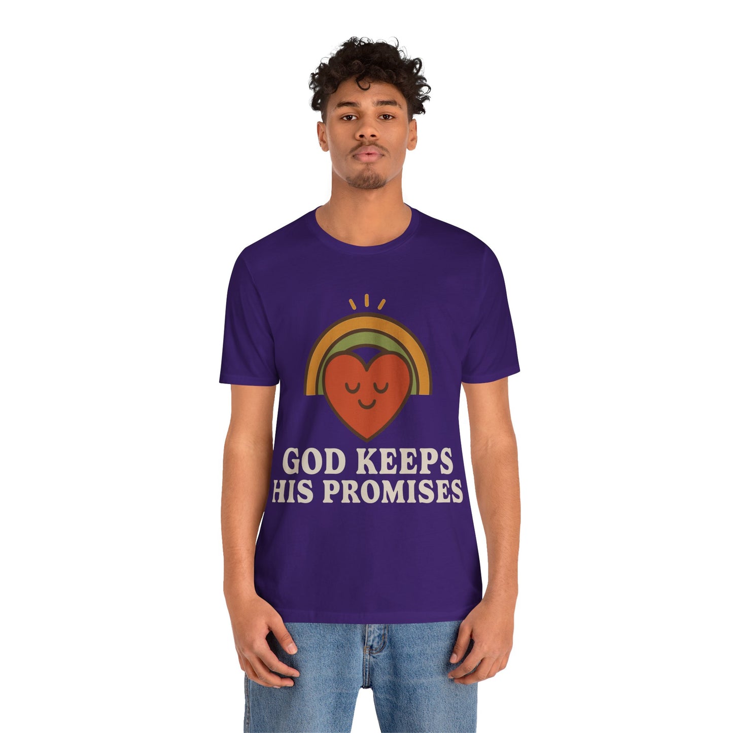 God Keeps His Promises Tee — Retro Heart Rainbow Christian T-Shirt