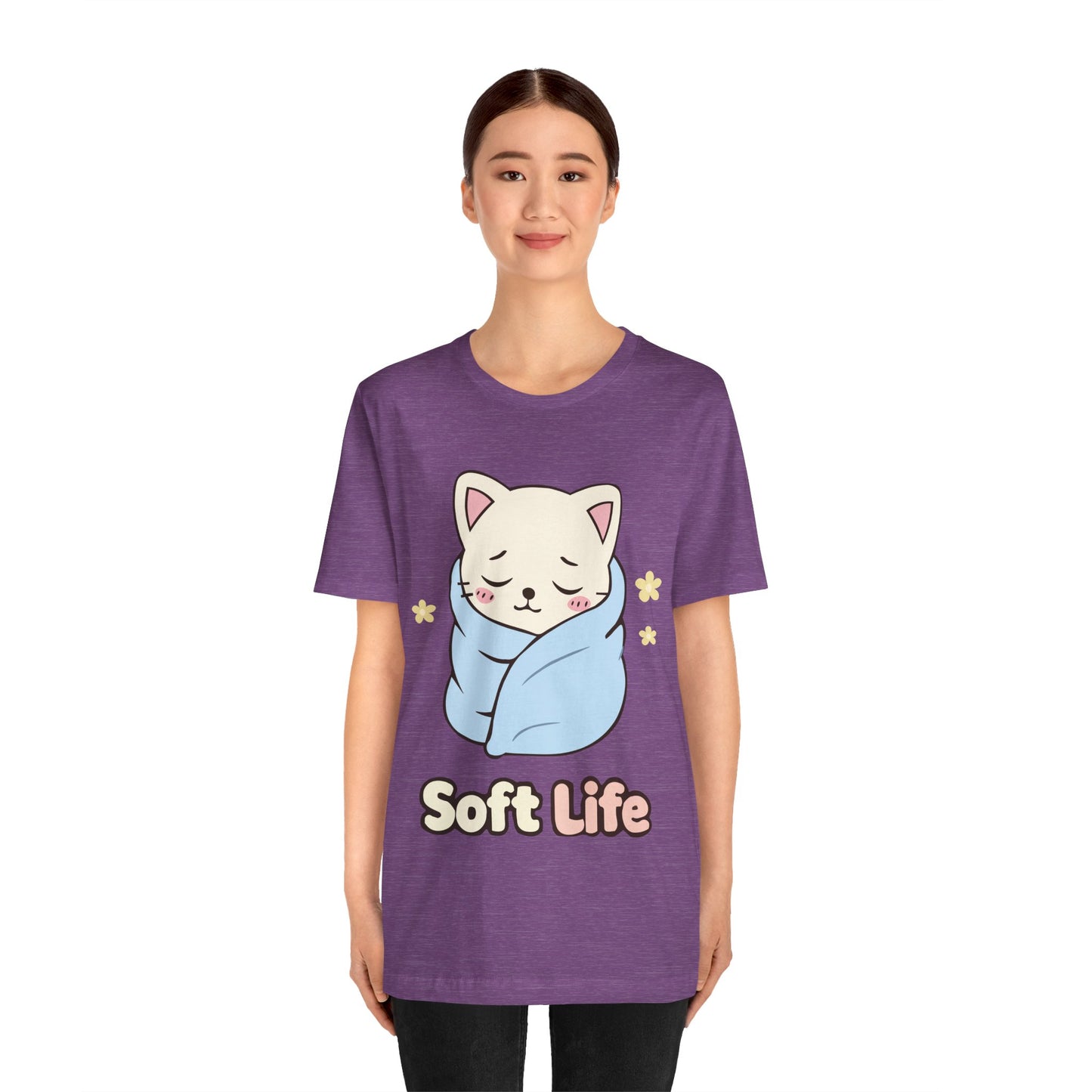 Soft Life Cat Tee — Cute Wrapped Kitten Graphic T-Shirt