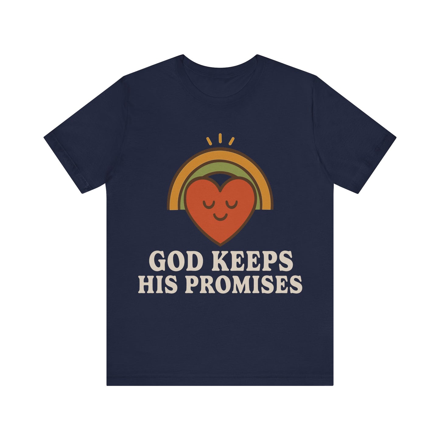 God Keeps His Promises Tee — Retro Heart Rainbow Christian T-Shirt