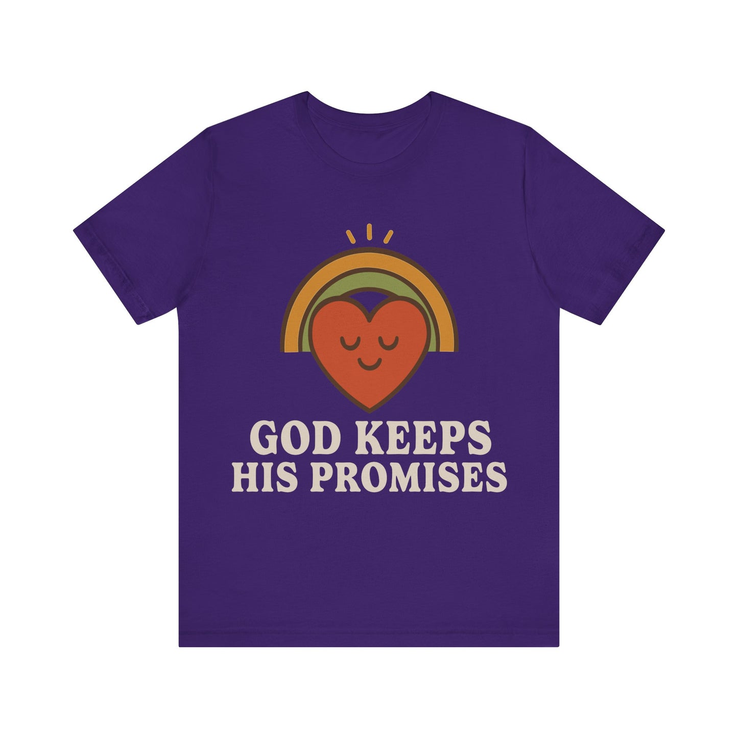 God Keeps His Promises Tee — Retro Heart Rainbow Christian T-Shirt