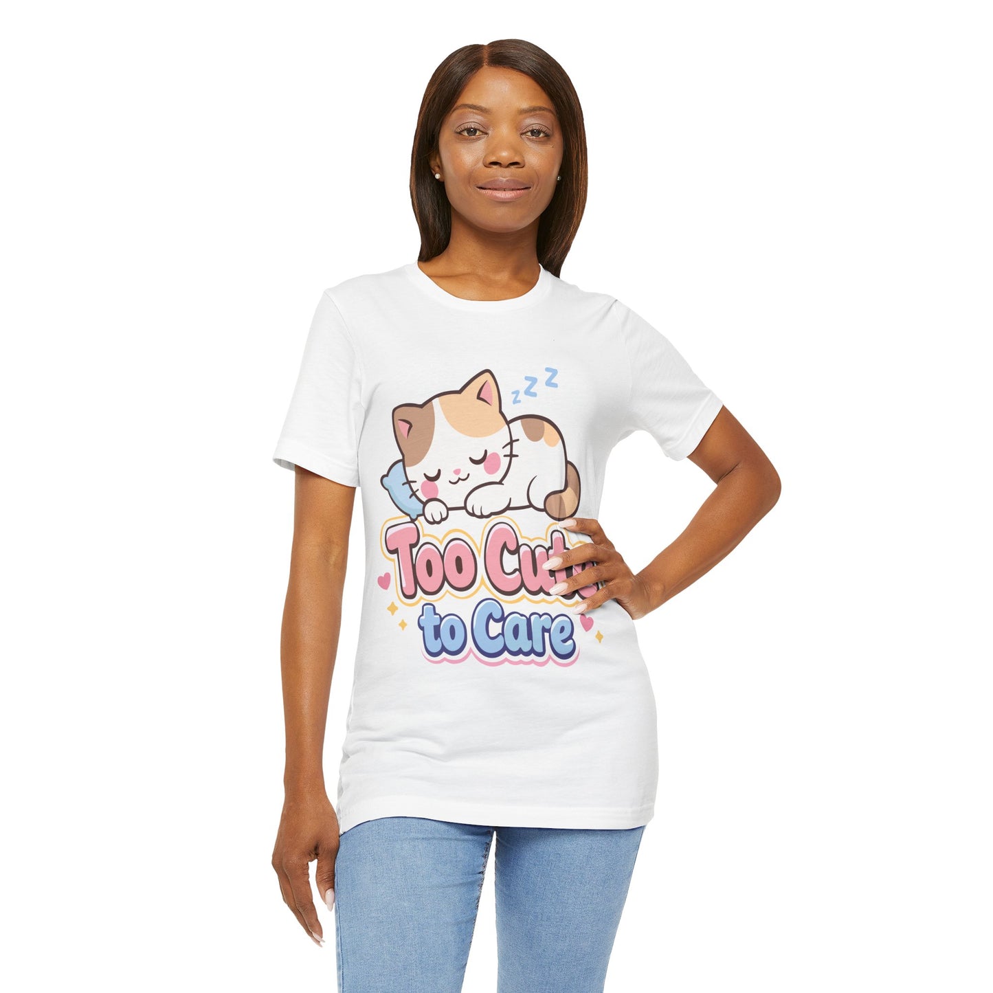 Too Cute to Care Cat T-Shirt — Cute Sleeping Kitten Graphic Tee
