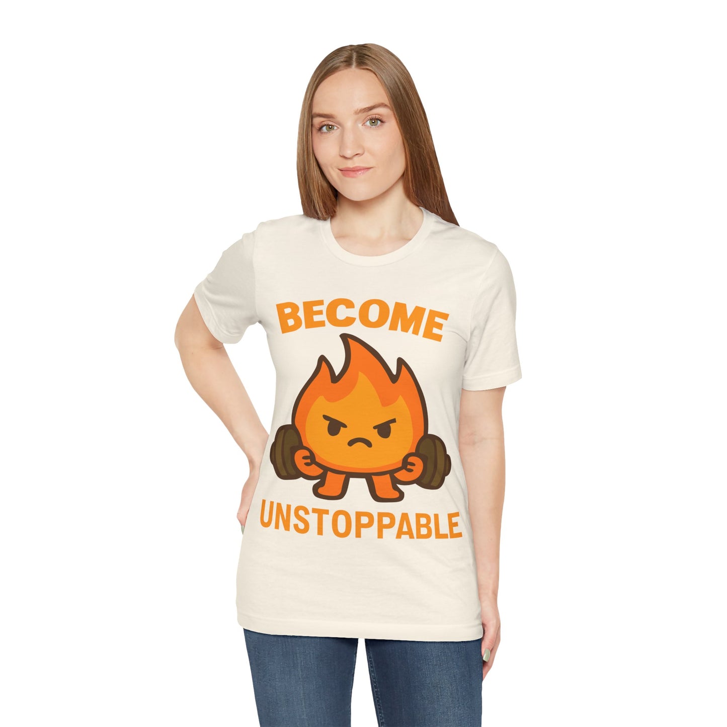 Become Unstoppable Flame Mascot T-Shirt — Motivational Gym Tee