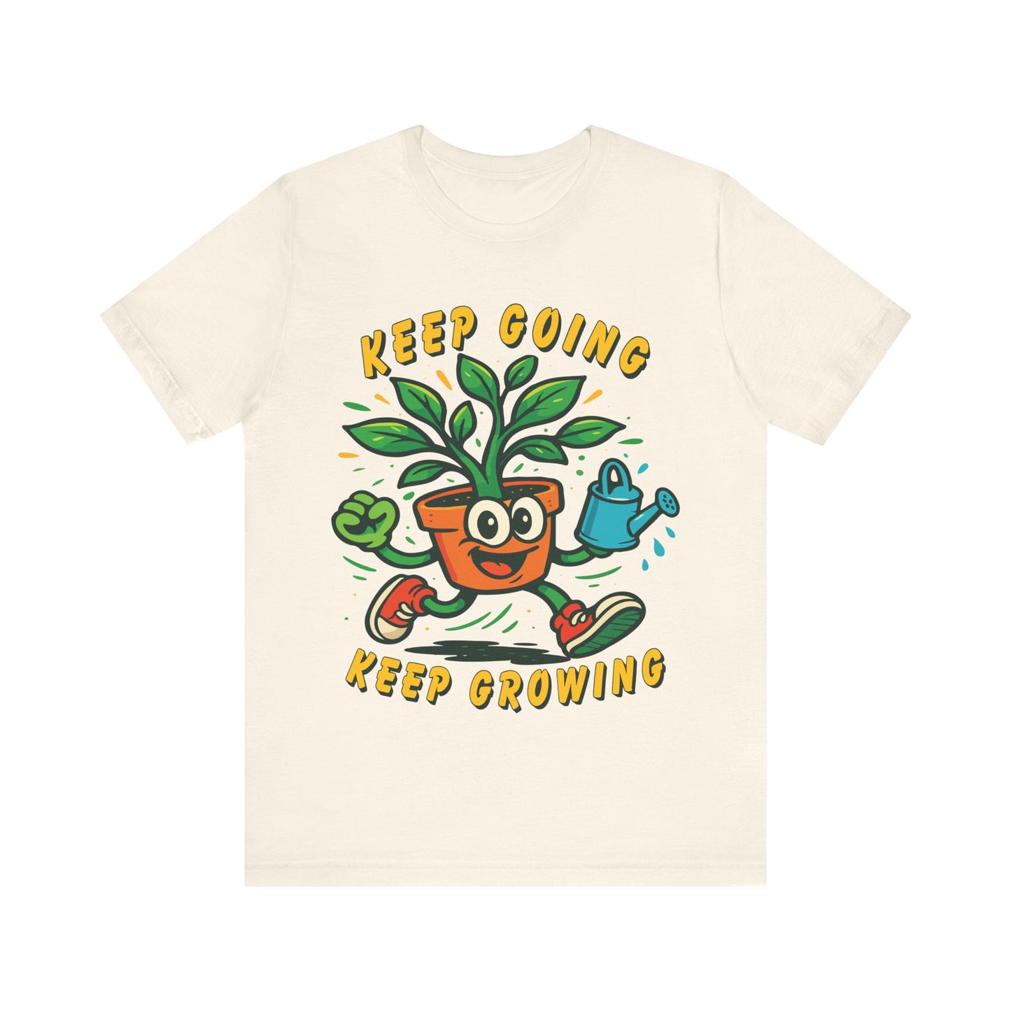 Keep Going Keep Growing T-Shirt — Motivational Plant Cartoon Tee for Gardeners & Self-Care