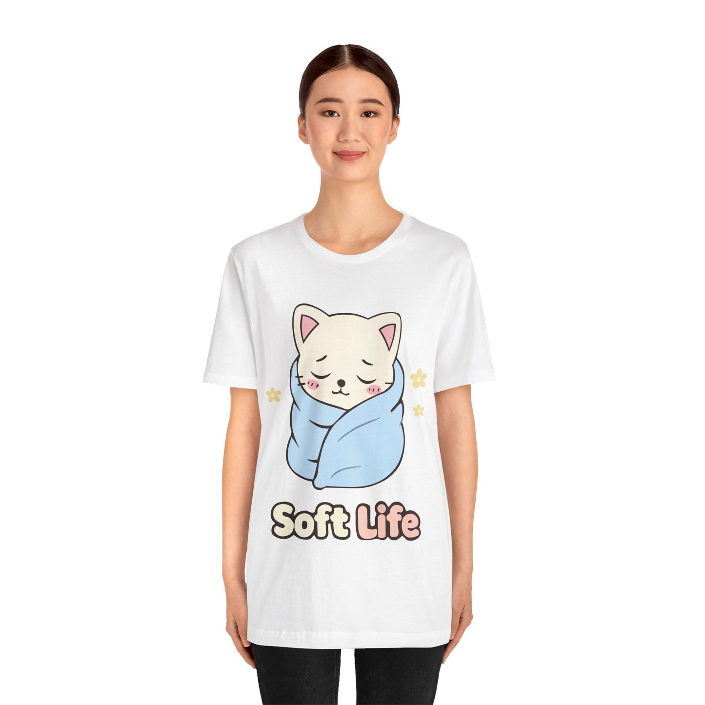 Soft Life Cat Tee — Cute Wrapped Kitten Graphic T-Shirt