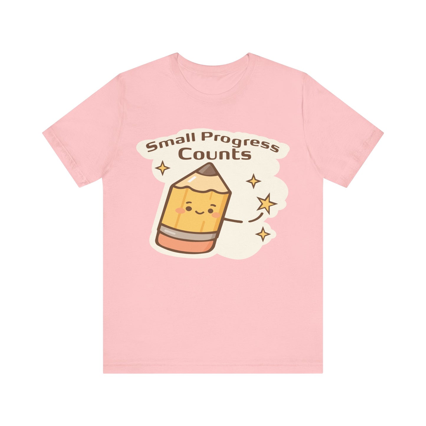 Small Progress Counts Pencil Tee — Motivational Cute Graphic T-Shirt
