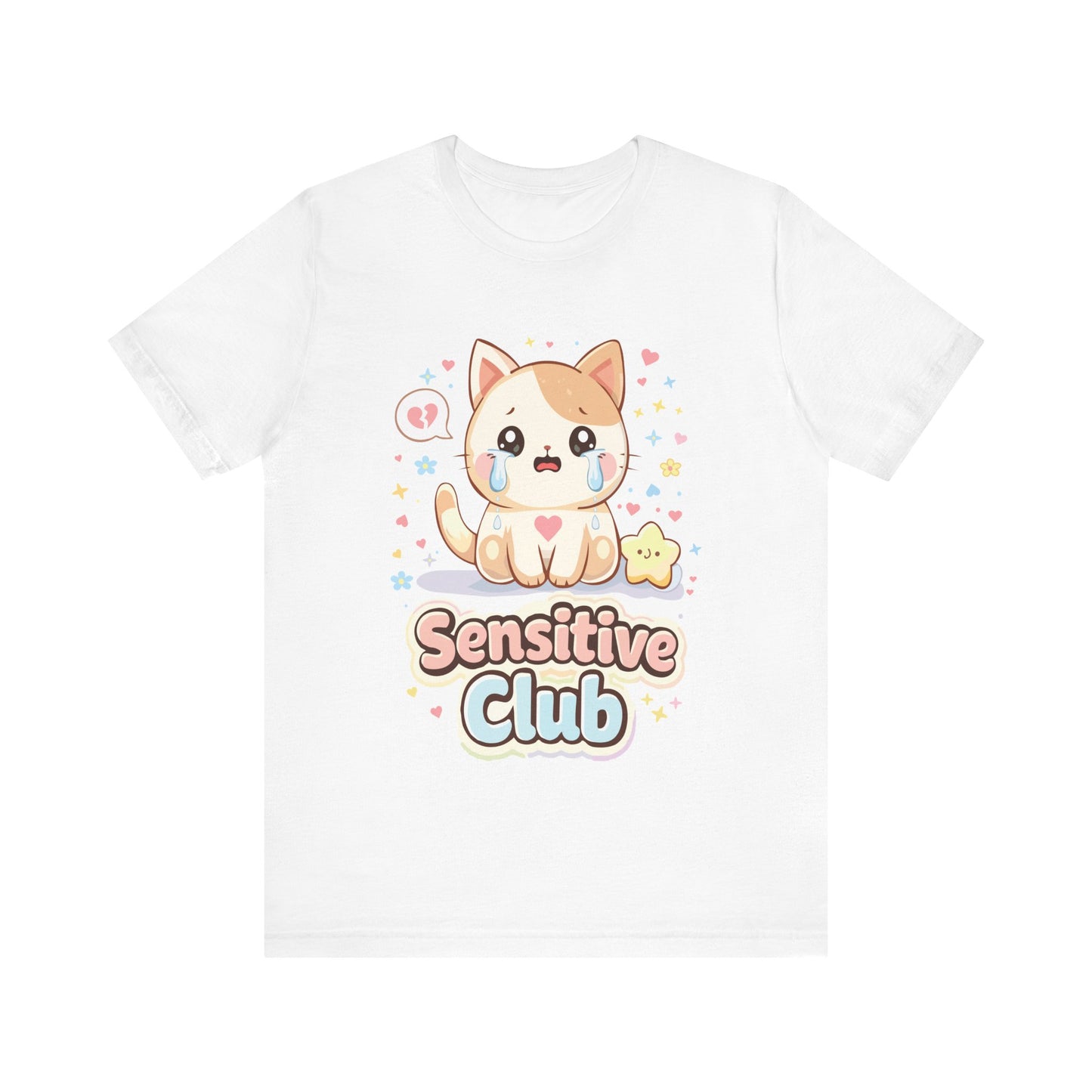 Sensitive Club Cute Cat T‑Shirt — Kawaii Emotional Support Tee