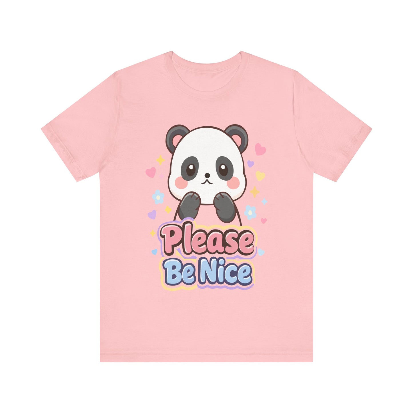 Please Be Nice Panda T‑Shirt — Cute Kawaii Graphic Tee for Kids & Adults
