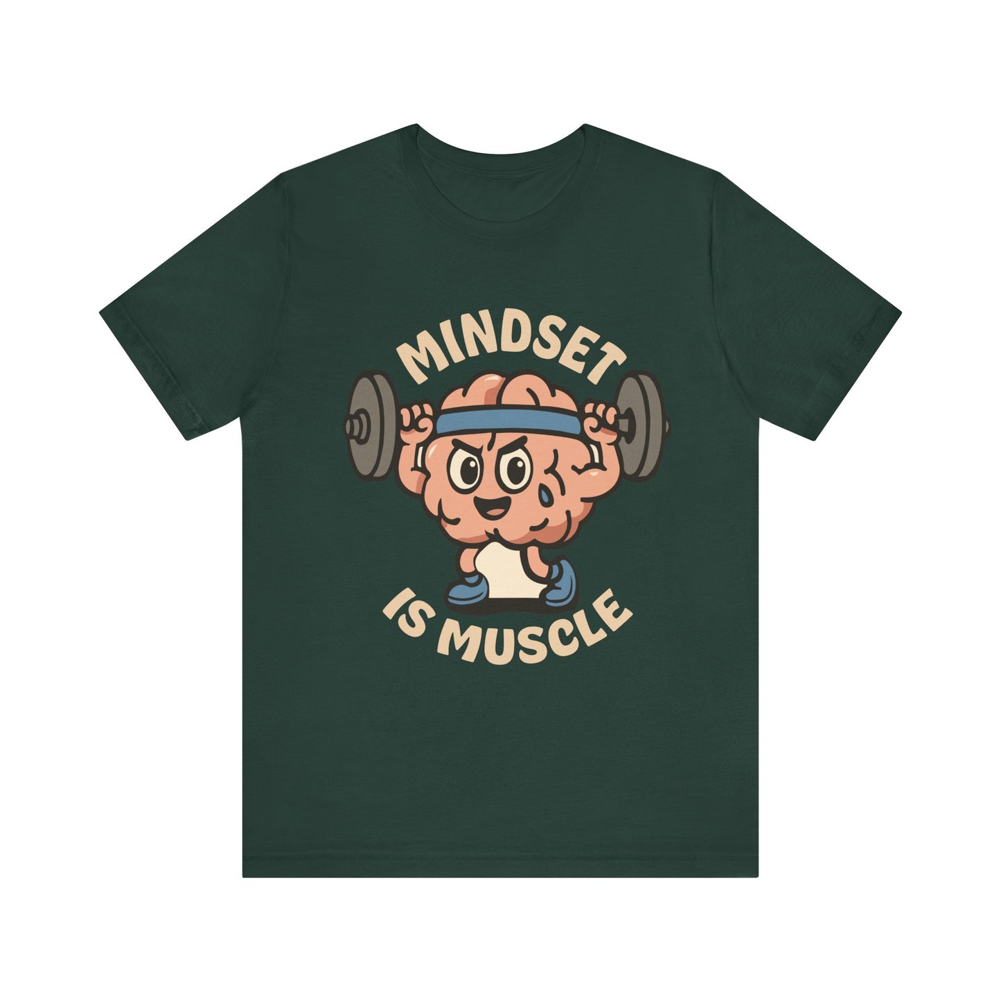Mindset Is Muscle T‑Shirt — Cute Brain Lifting Weights Fitness Tee