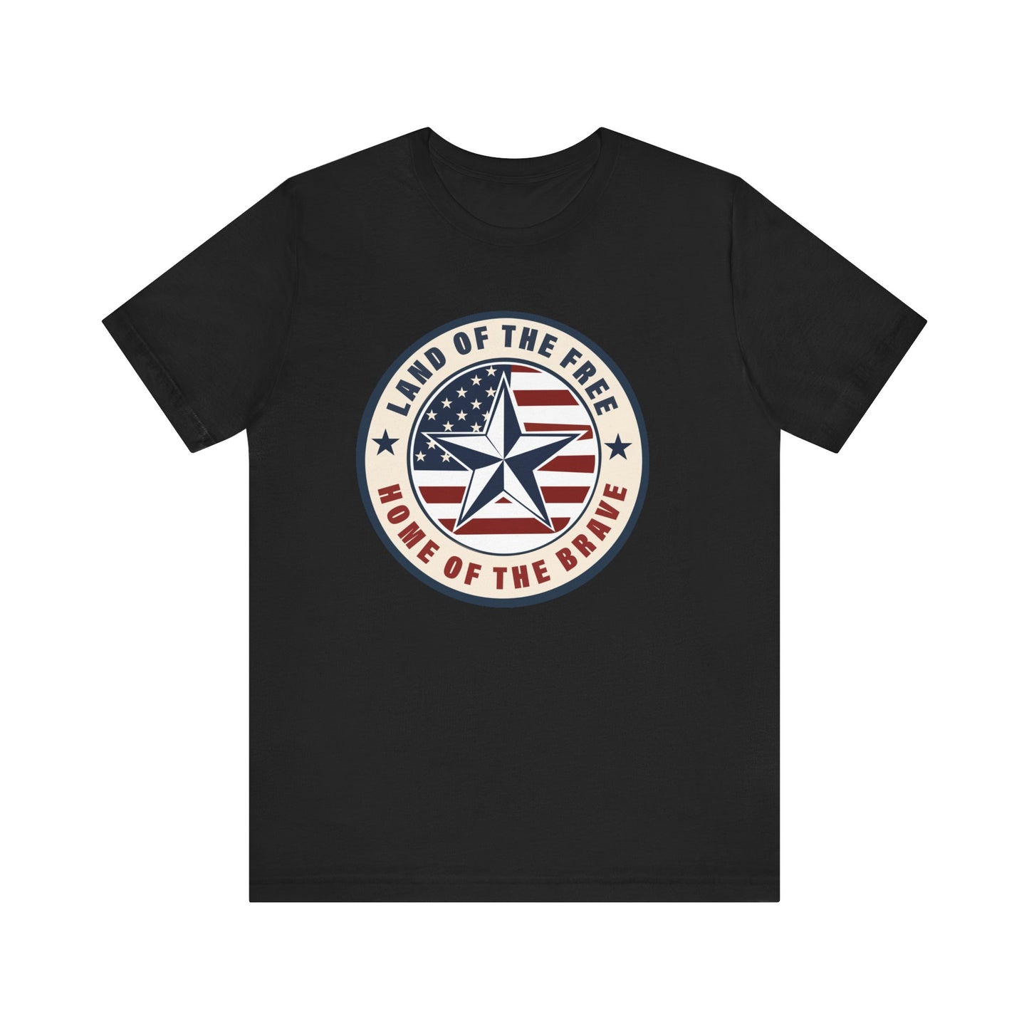 Patriotic Star Tee — "Land of the Free, Home of the Brave" American Flag T-Shirt